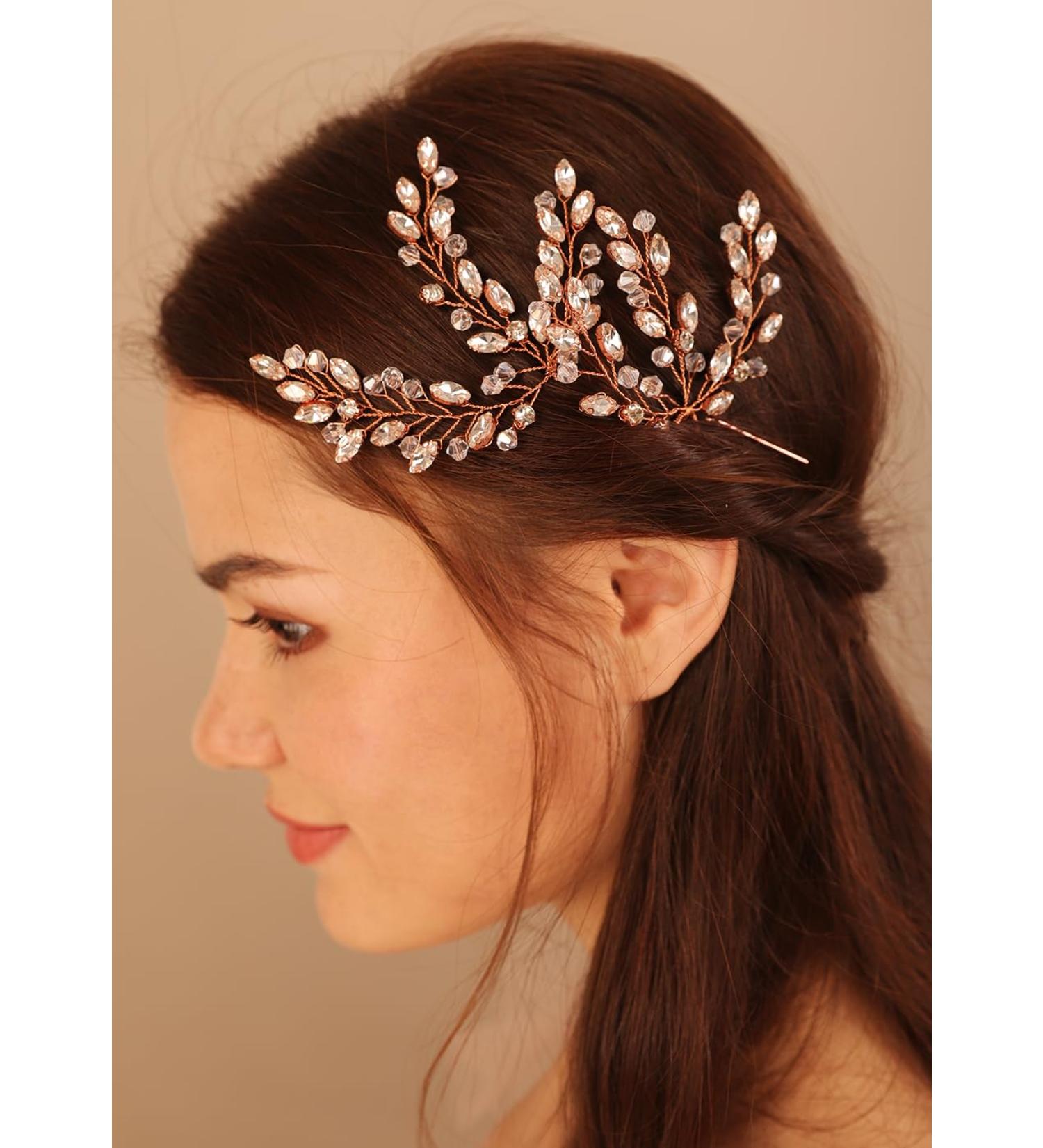 Deniferymakeup Bride Wedding Hair Pins Crystal Bridal Hair Accessories Rhinestone Wedding Hair Pieces for Bride and Bridesmaids (Gold) - Buy Online on GoSupps.com