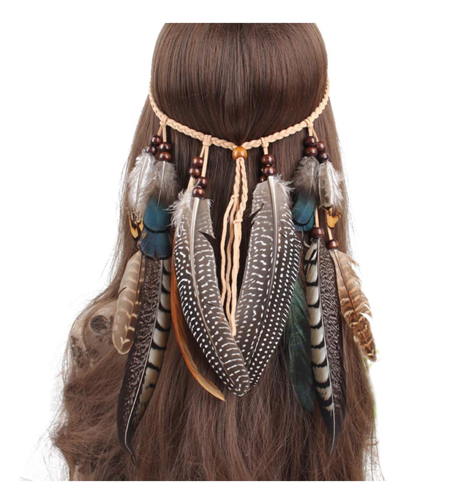 Repuhand Bohemian Peacock Feather Headdress | Elegant Hair Band Accessories for Women - International Shipping - Buy Online on GoSupps.com