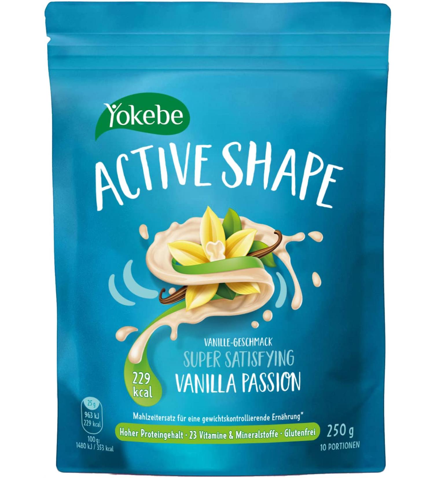 YOKEBE Active Shape Vanilla Passion - High Protein Meal Set for Weight Control | 250g (10 Portions) - Delicious Vanilla Flavor - Buy Online on GoSupps.com