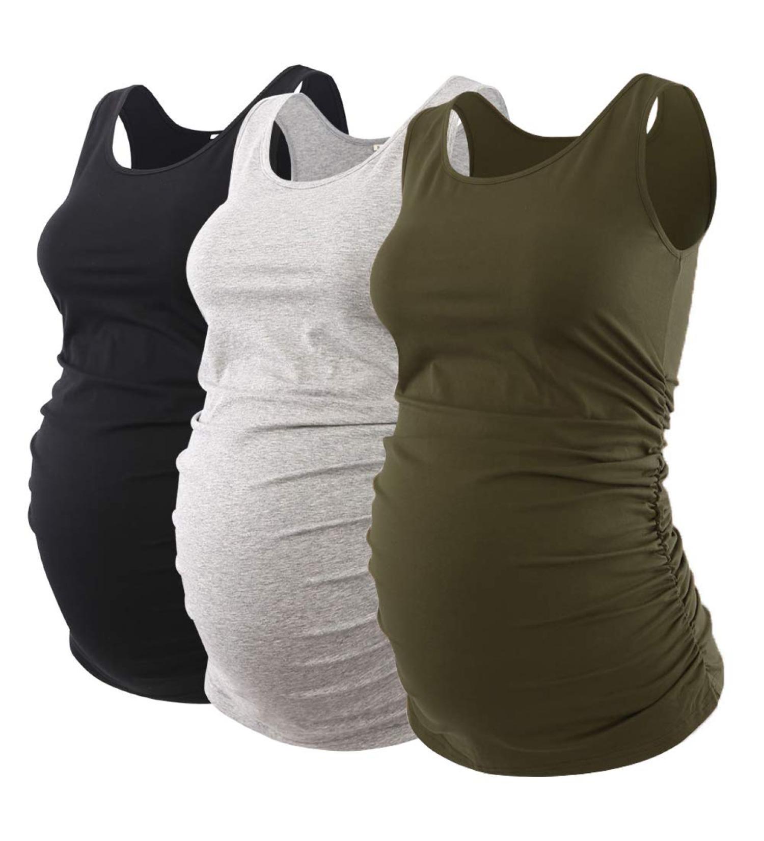 Love2Mi Maternity Top Set - 3 Pack Maternity Clothes (S, Black/Grey/Army Green) - Buy Online on GoSupps.com