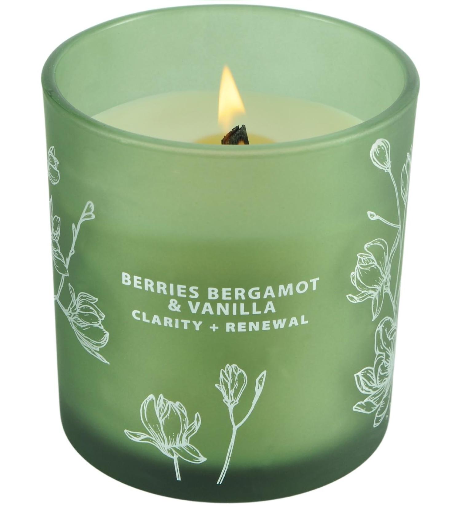 Berries Bergamot Vanilla Candle - Luxurious Soy Wood Wick Aromatherapy - Highly Scented Fruity Citrus Candle for Home - Relaxing Gift for Women & Men - Buy Online on GoSupps.com