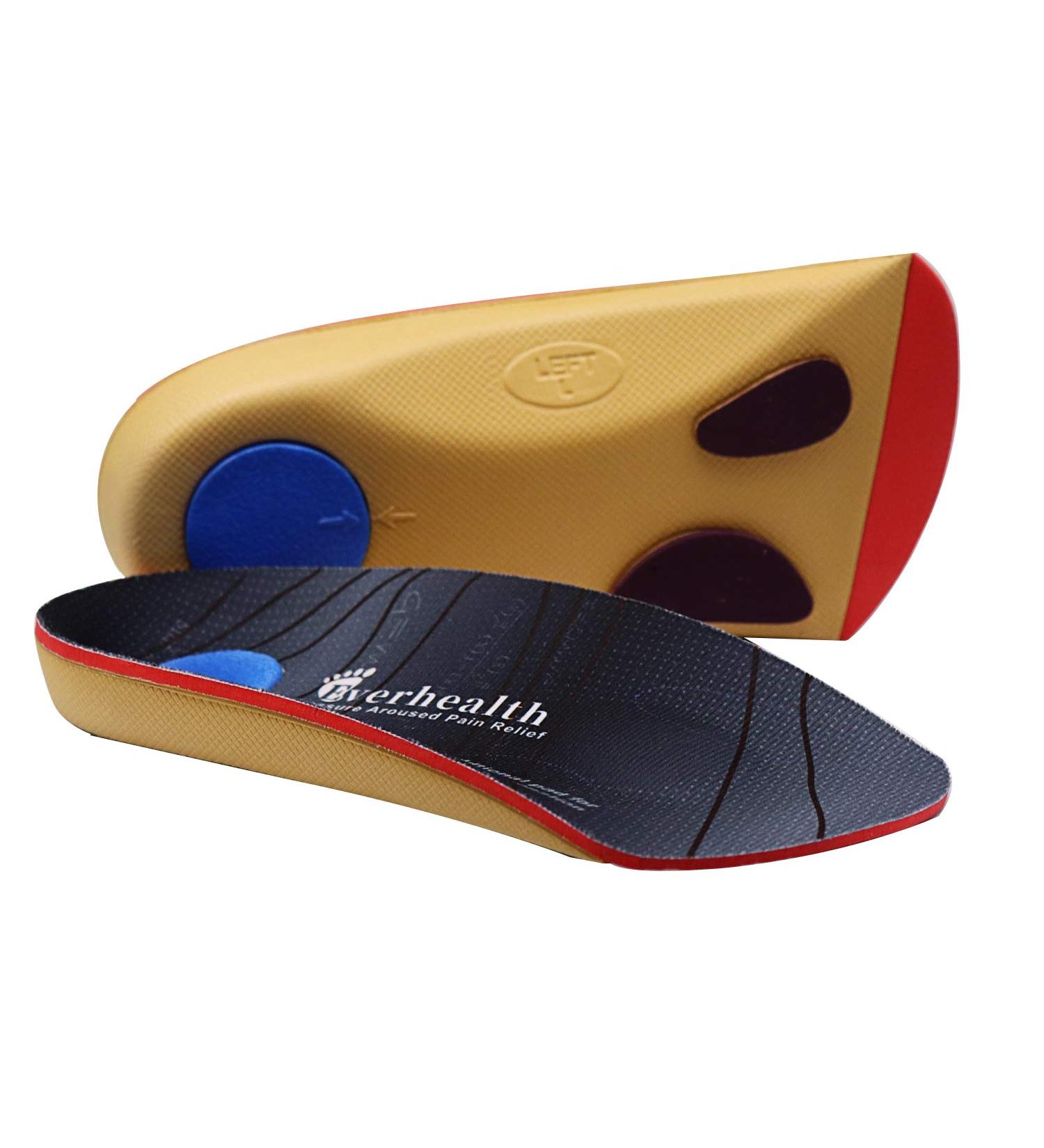 3/4 Length Orthopedic Insoles for Plantar Fasciitis & Flat Feet - Bow Support Heel Pain Relief Shock-Damping Replacement - Men & Women EU 37-38 (16.3cm) - Buy Online on GoSupps.com