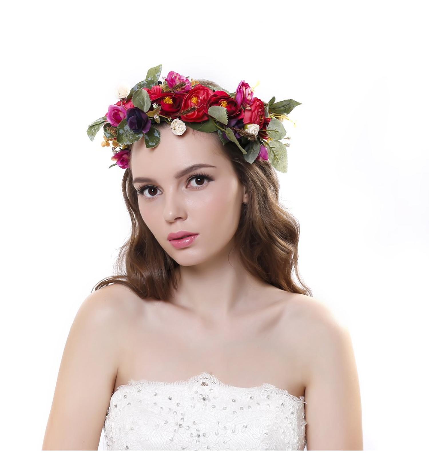 Ever Fairy Flower Crown Headband with Adjustable Ribbon for Women Girls Hair Accessories - Buy Online on GoSupps.com