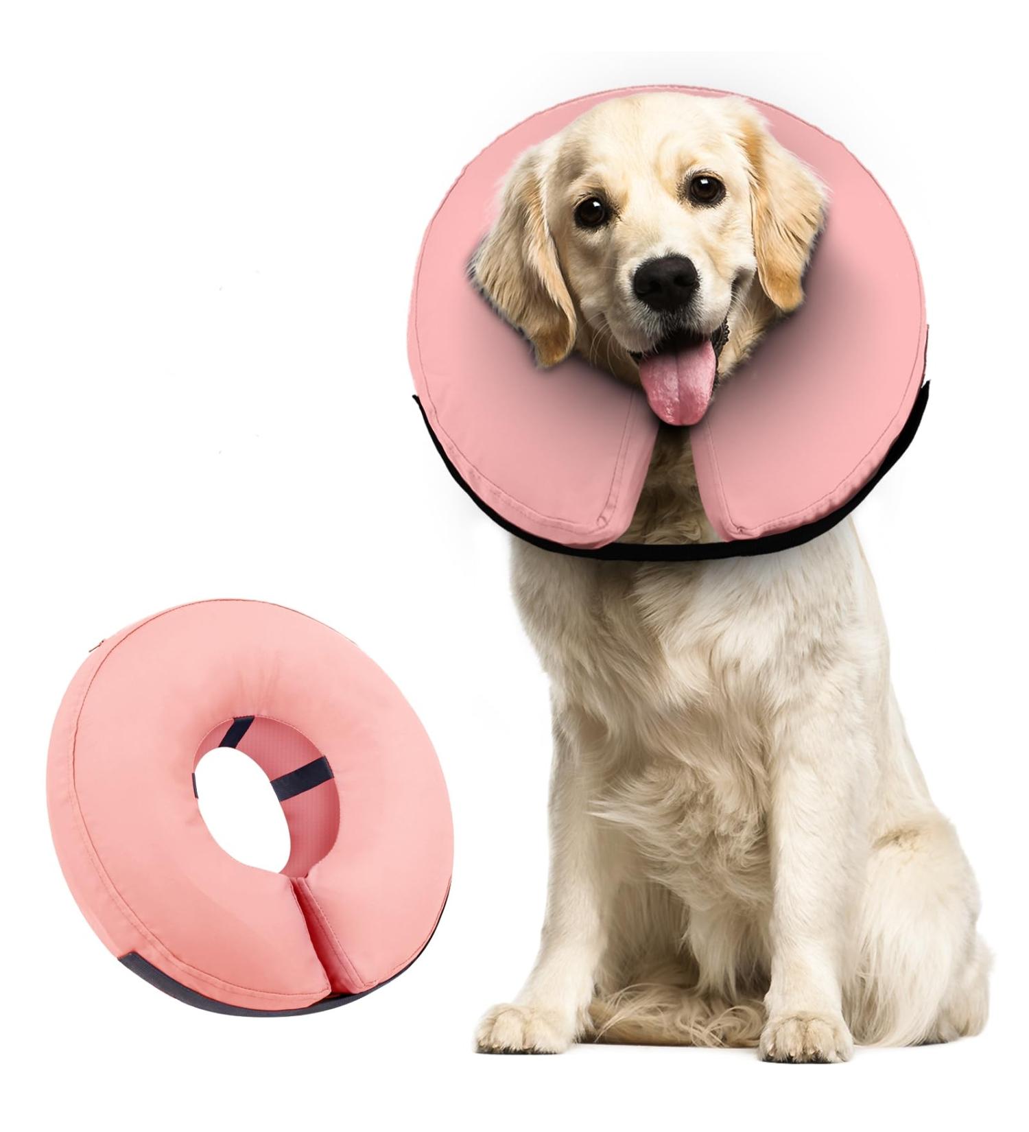 Supet Rewrise Inflatable Dog Collar - Soft Leak Protection for Post-Op Dogs - Pink (Medium Neck 23-30.5cm) - Buy Online on GoSupps.com