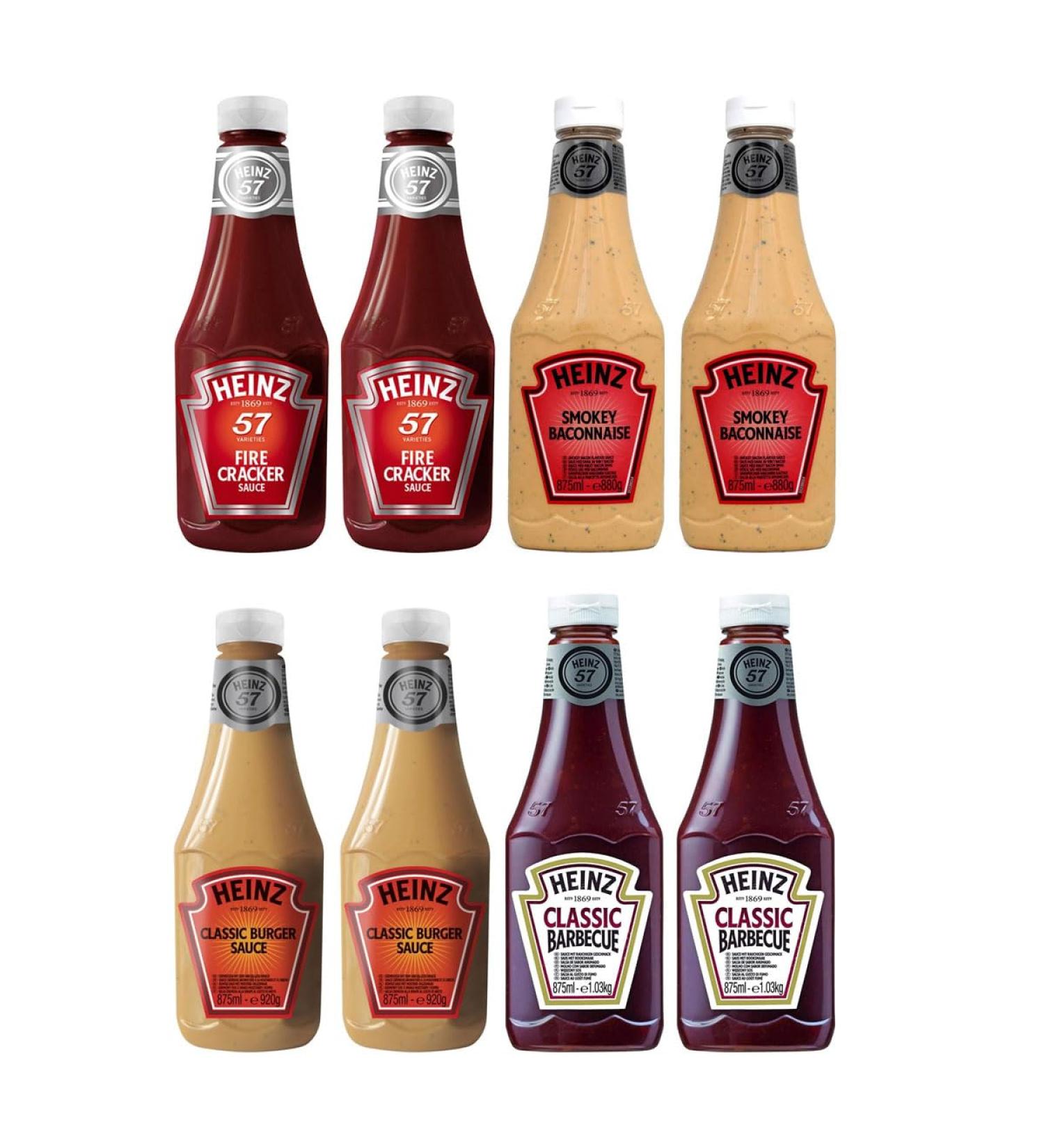 Heinz Sauce BBQ Classic Burger Smokey Baconnaise Firecracker Bundle Pack of 8 x 875ml - Buy Online on GoSupps.com