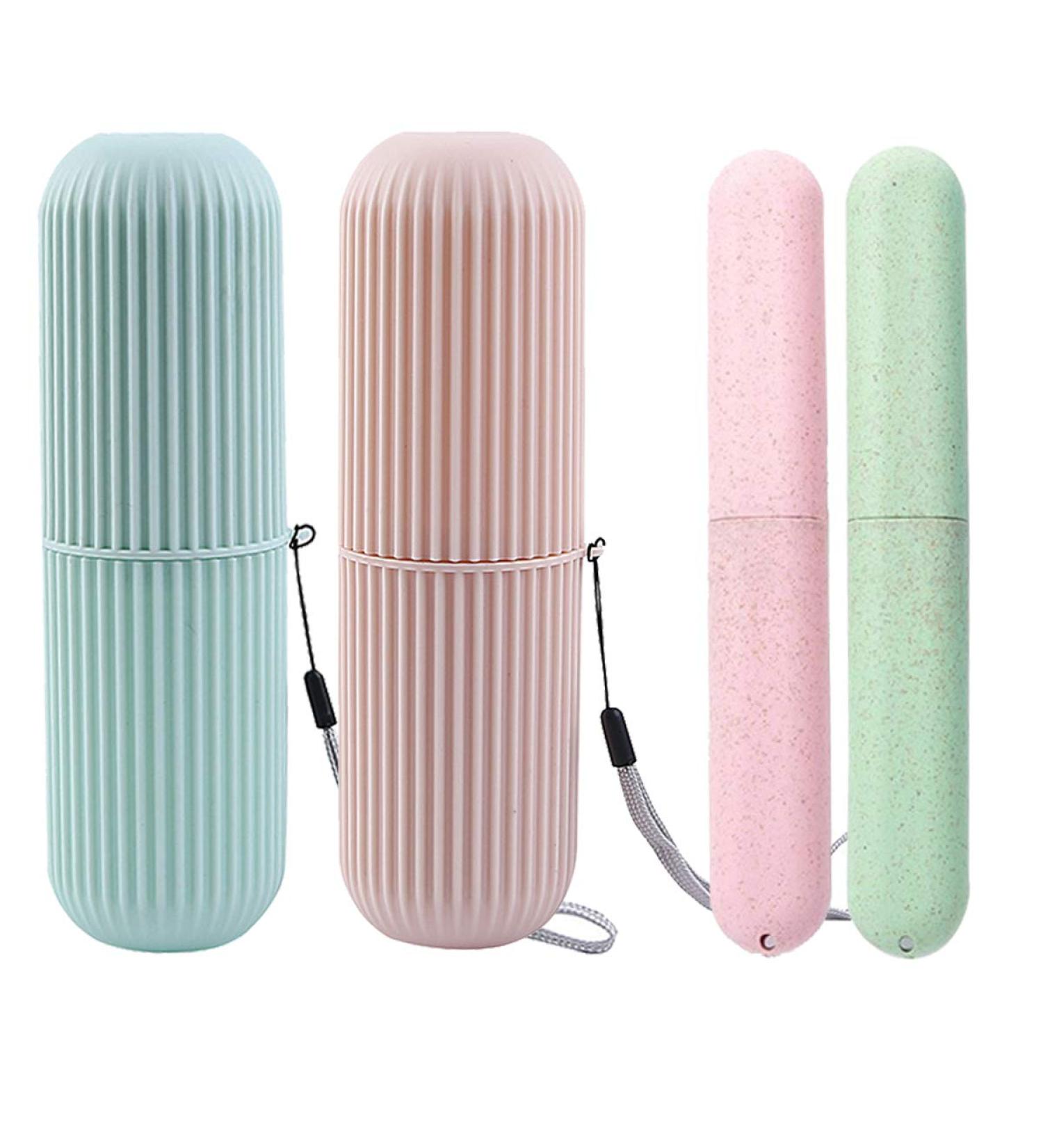 Yueser Travel Toothbrush Set - 2 Portable Toothbrushes Toothpaste Case & Storage Cup for Camping & Outdoors - Buy Online on GoSupps.com