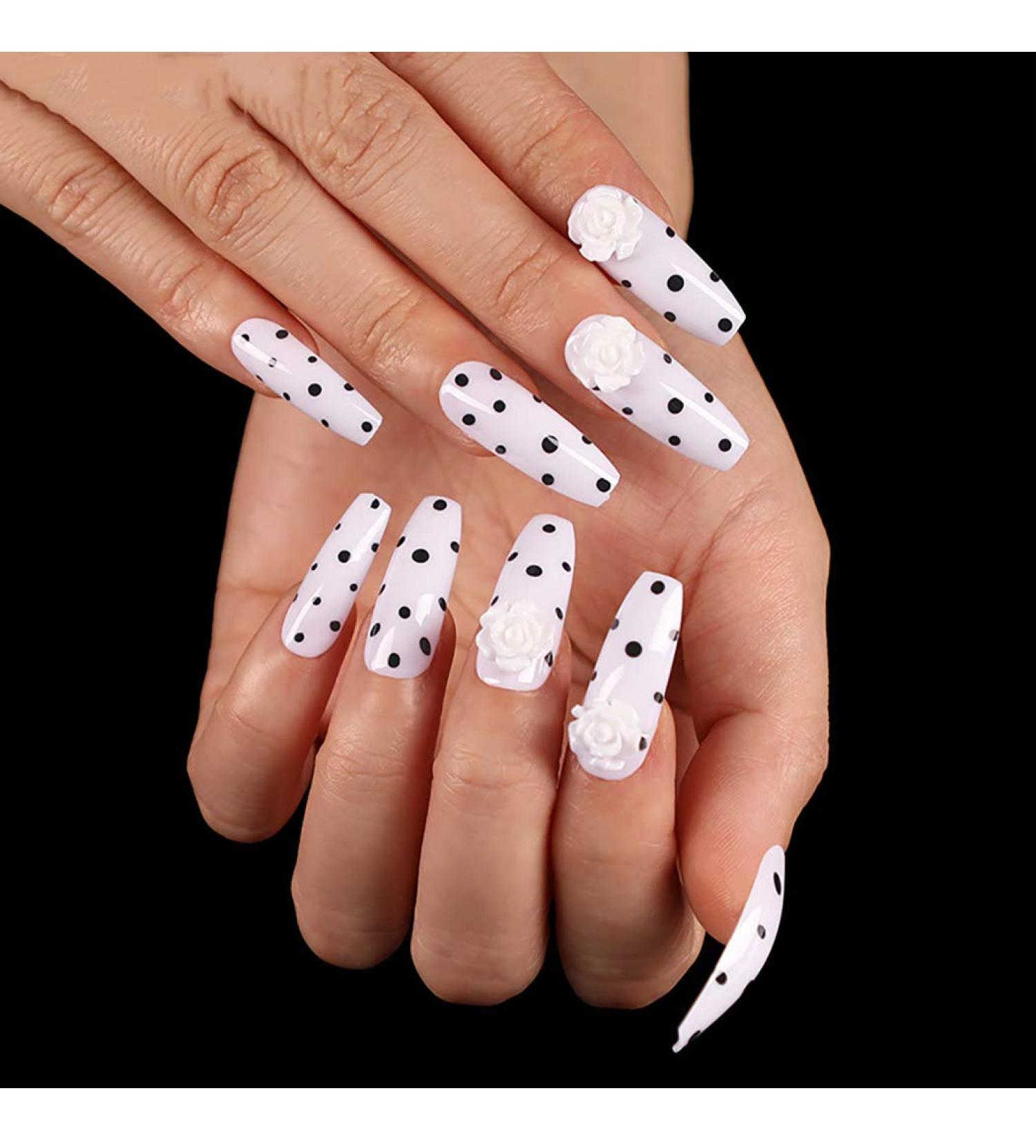 Sethexy Lange White Ballerina Nails - Glossy Acrylic False Fingernails for Women & Girls | 24 PCS Nail Art Tips - International Shipping - Buy Online on GoSupps.com