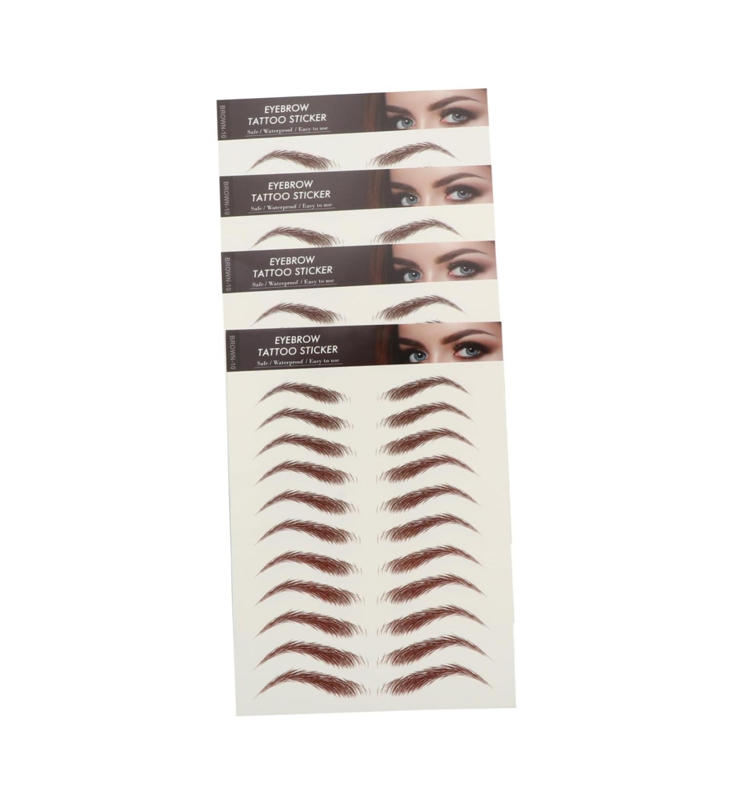 Didiseaon 4 sheets Hair-like False Brow Imitation Waterproof Fake Sticker Temporary Tattoos Eyebrows D 21x14.8cm Brown - Buy Online on GoSupps.com