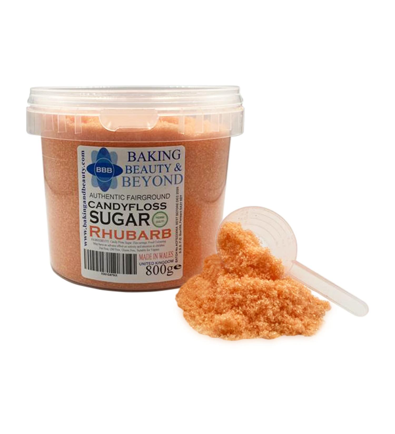 Baking Beauty and Beyond Premium Rhubarb Flavour Floss Sugar 800g - Natural Ingredients for Cotton Candy - Bulk Flossing Sugar for Every Occasion - Buy Online on GoSupps.com