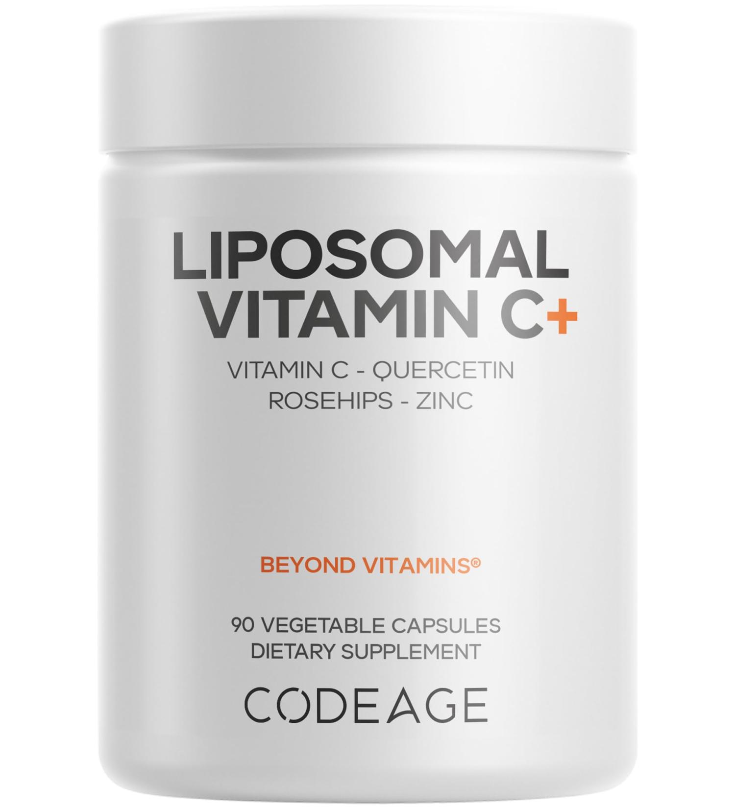 Codeage Liposomal Vitamin C Vitamins with Zinc Elderberry Citrus Bioflavonoids Ascorbic Acid Quercetin & Rose HIPS Fruit Vitamina C Liposomal Supplement Pills - Non-GMO Vegan - 90 Capsules - Buy Online on GoSupps.com