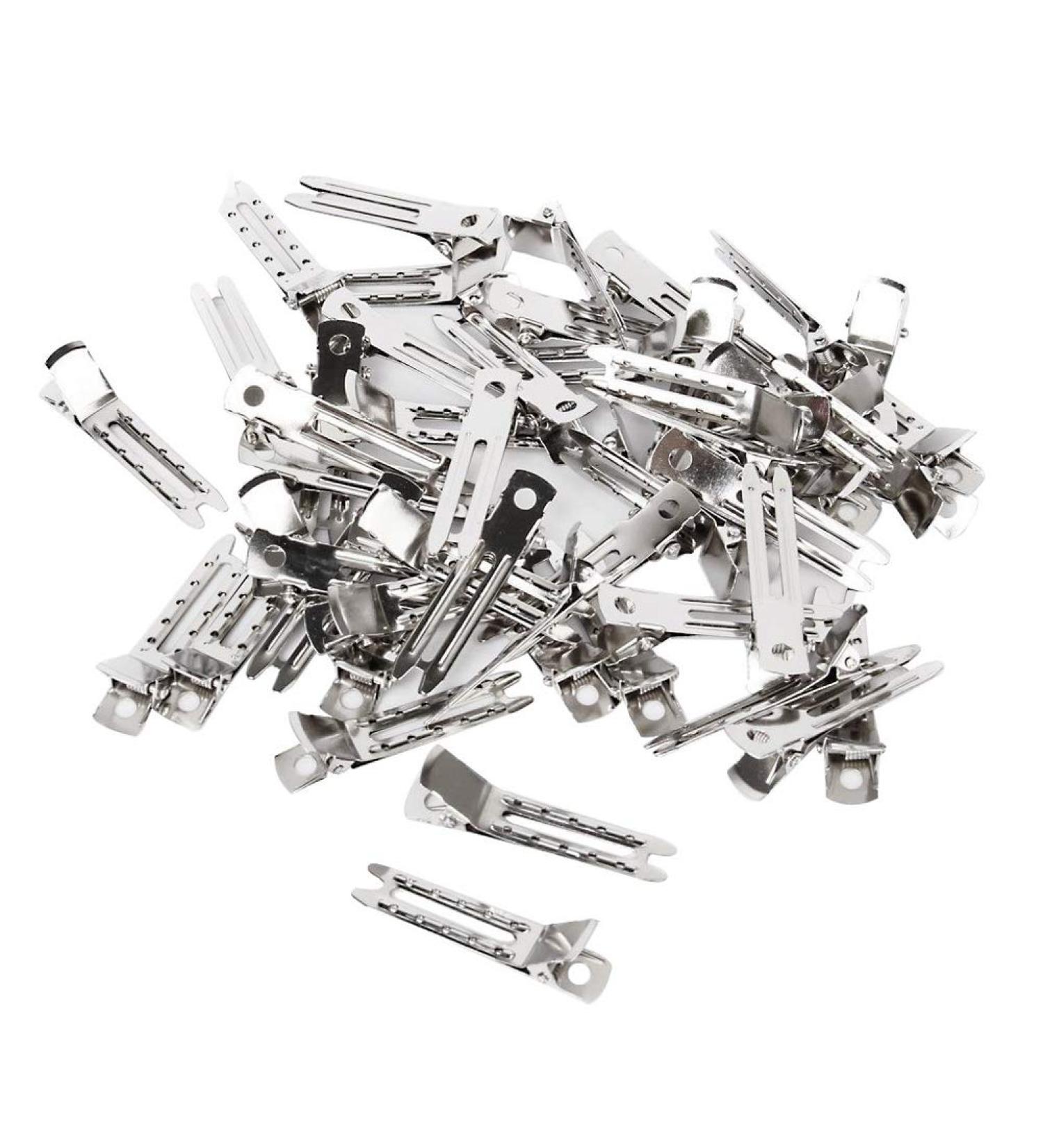 Haobase 60pcs Double Prong Metal Alligator Clips - Silver Hairpin for Effortless Hair Styling | International Shipping Available - Buy Online on GoSupps.com