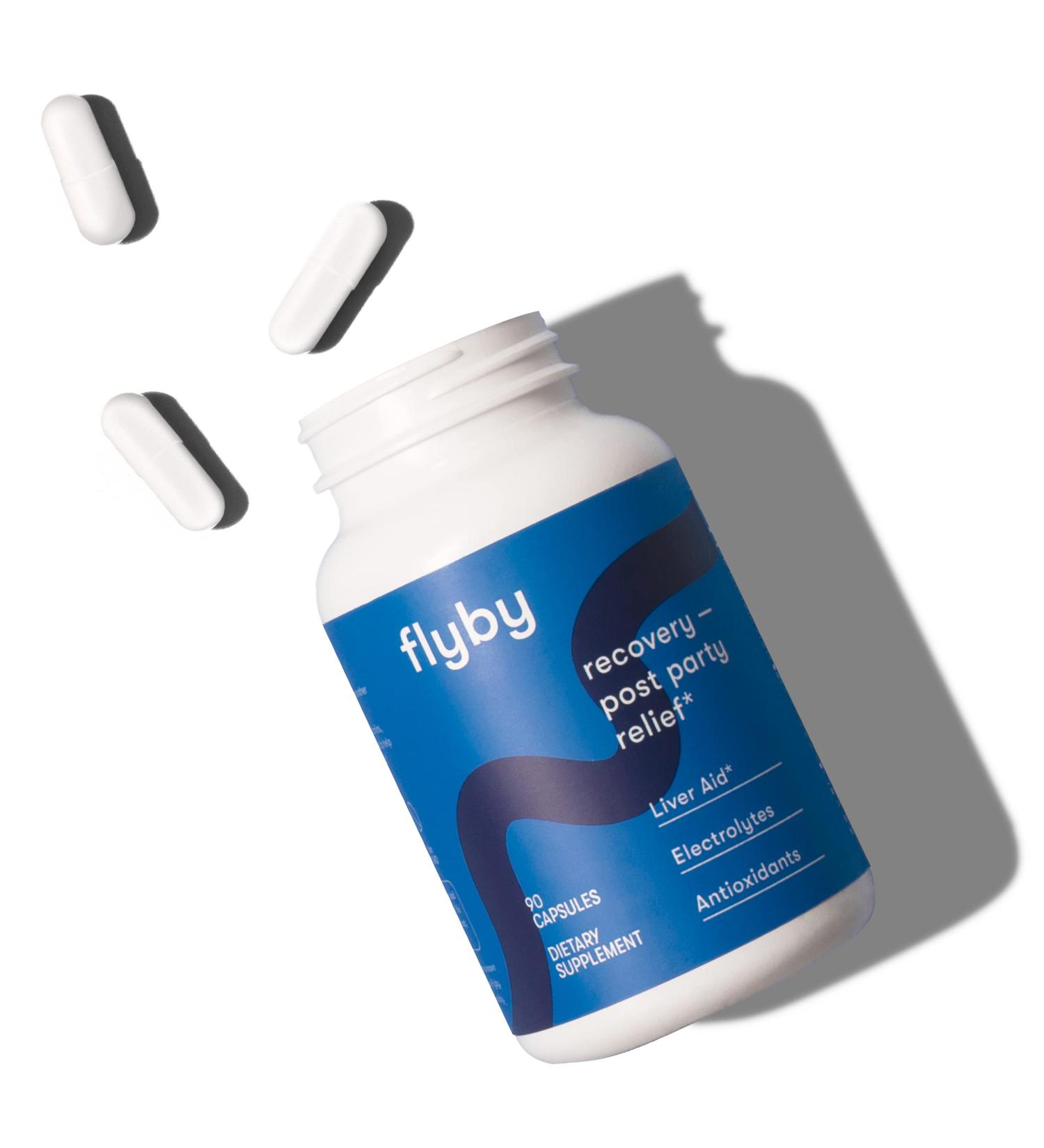 Flyby Recovery Pills | Hydration & Headache Prevention Capsules | Dehydration Relief with Electrolytes & Dihydromyricetin | 90 Count - Buy Online on GoSupps.com