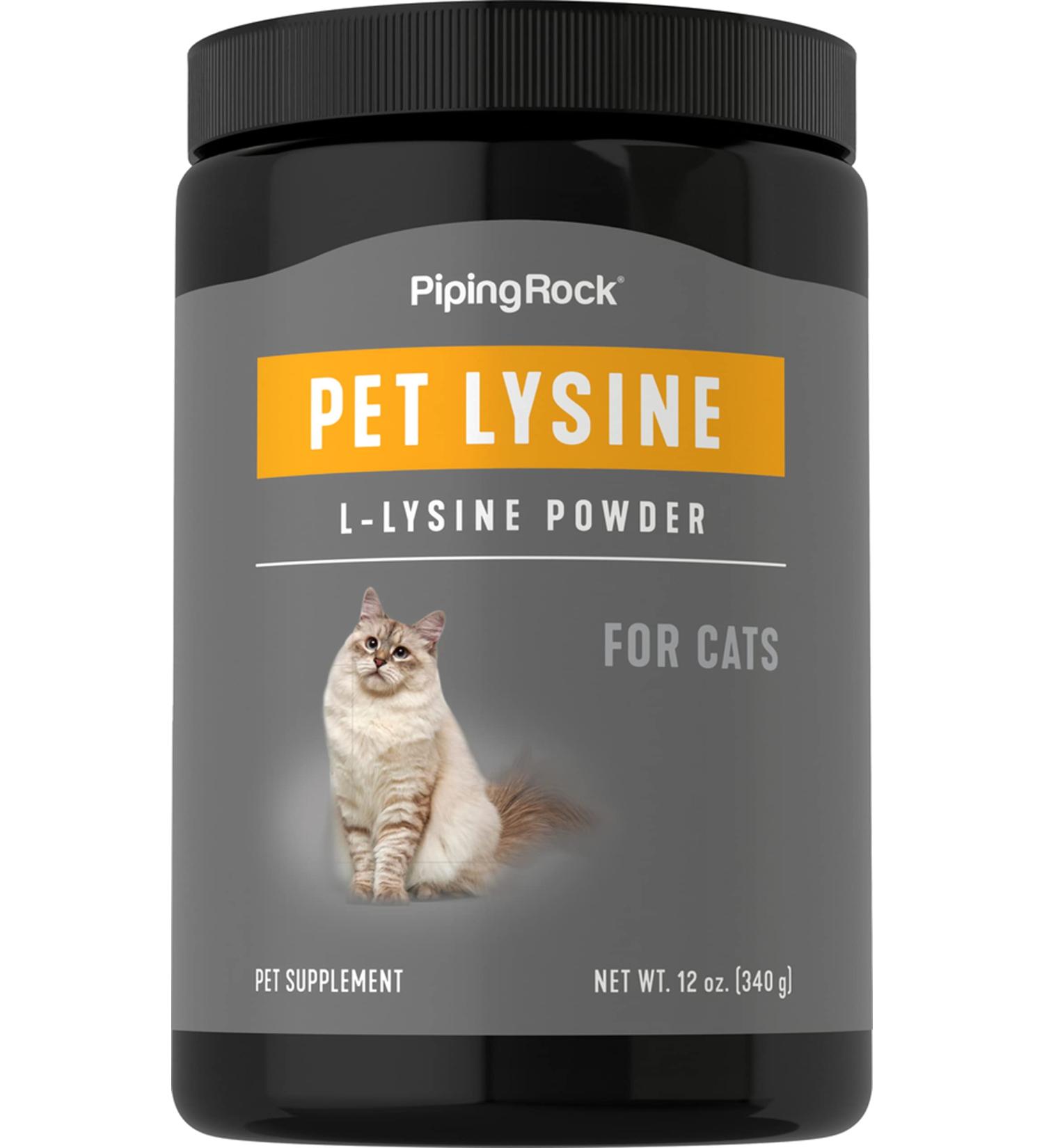 PIPING ROCK L-Lysine for Cats LYSINE Powder 340g 12oz TUB Pet Supplement Amino Acid For Cats FAST FREE P&P