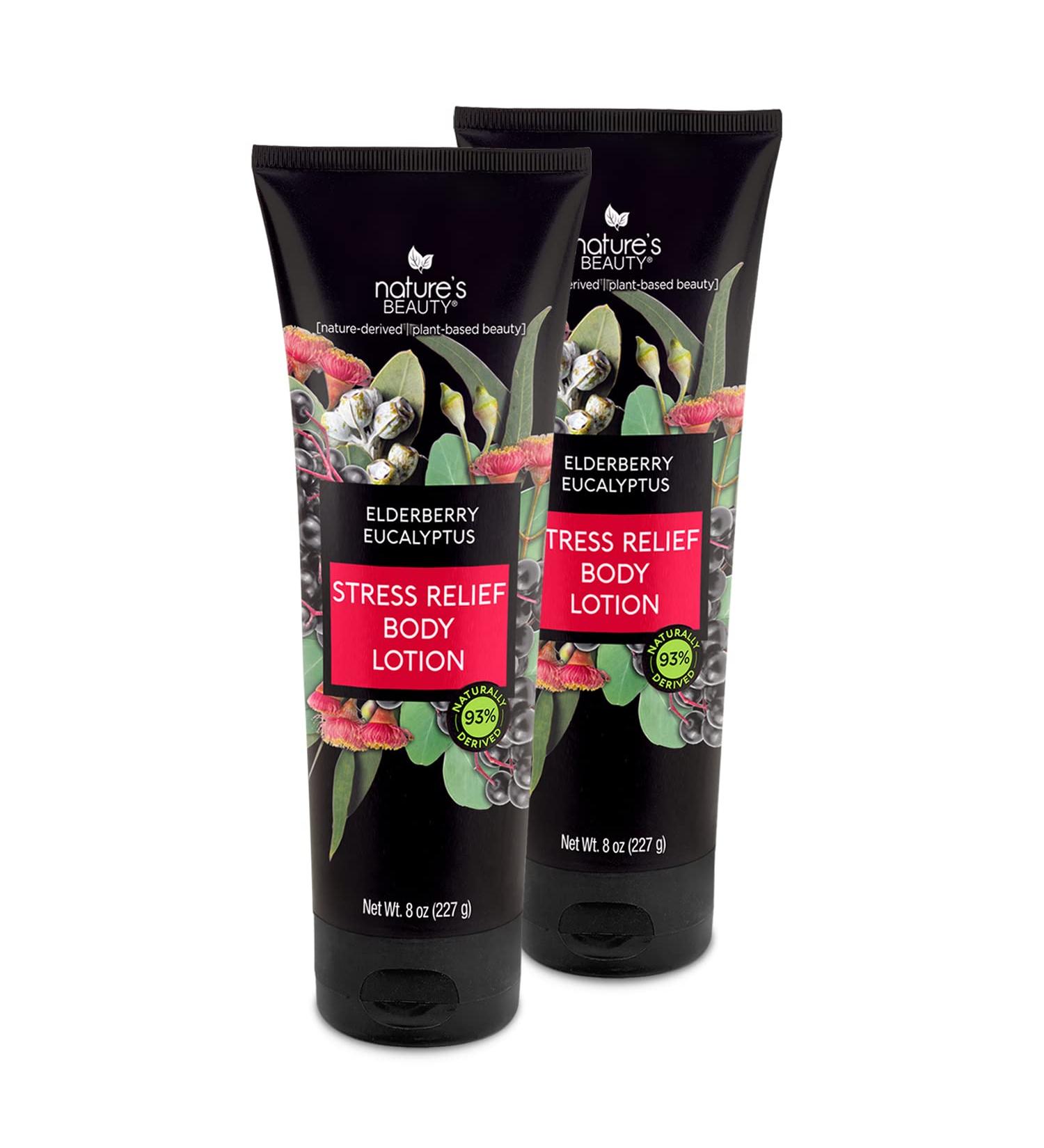 Nature's Beauty Elderberry Eucalyptus Stress Relief Body Lotion 2-Pack - Shea Butter Moisturizer with Avocado Oil 8 oz - Buy Online on GoSupps.com