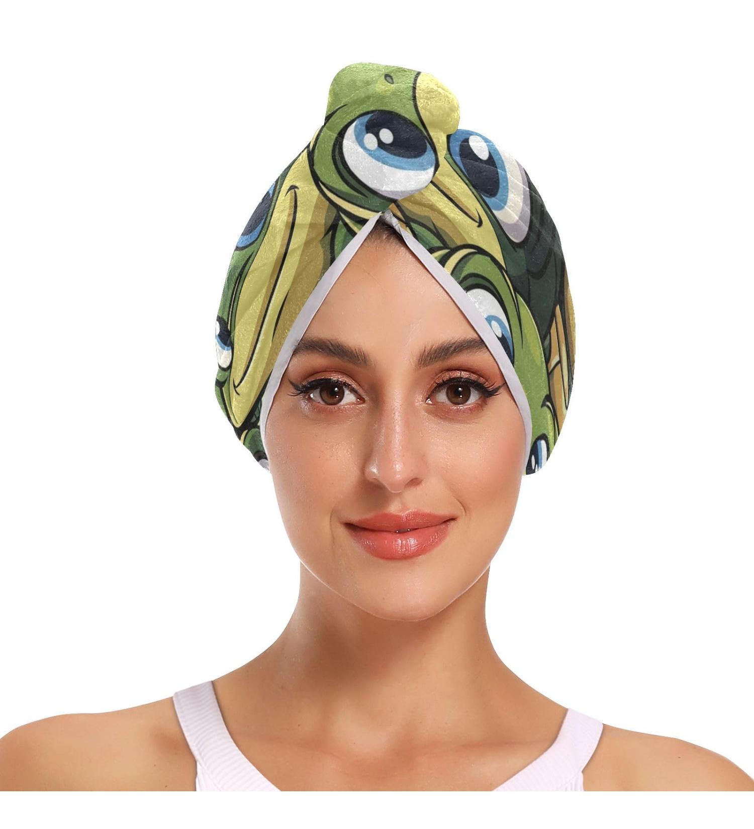 Cool Turtle Hair Towel 2 Pack - Super Absorbent Quick Dry Hair Turbans for Women & Girls | Ultimate Hair Drying Solution - Buy Online on GoSupps.com