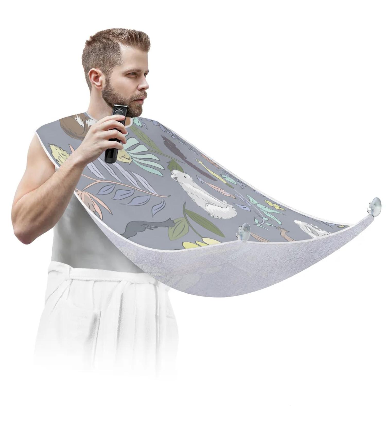 Fall Bear Fox Bunny Beard Bib Apron - Non-Stick Waterproof Hair Catcher for Men | Grooming Cape with Suction Cups | Perfect Gifts for Men - Buy Online on GoSupps.com