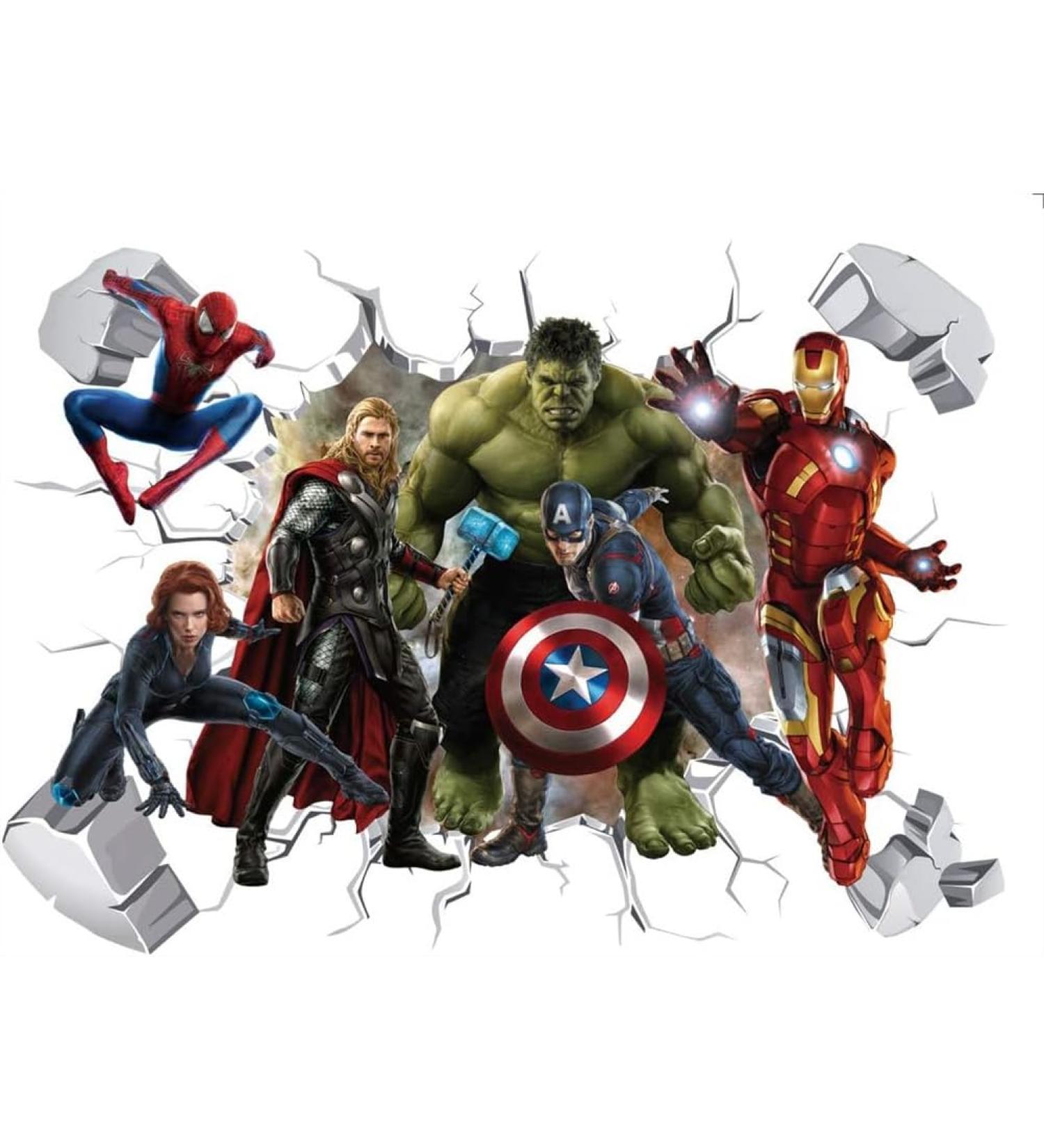 Avengers 3D Wall Stickers - Hulk, Spiderman, Superman Shield Decals for Bedrooms - Wall Art Decor - Buy Online on GoSupps.com