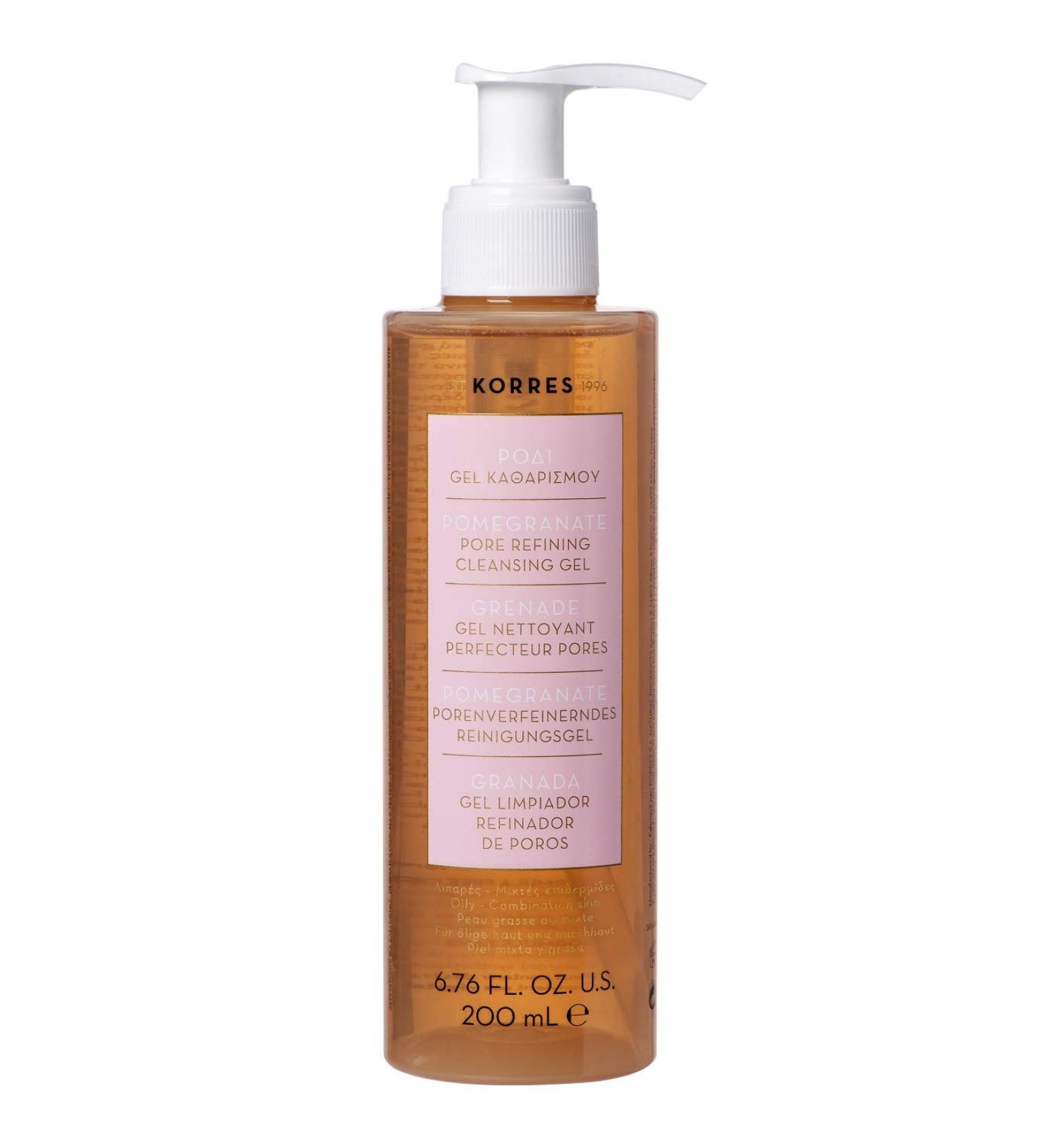 KORRES Pomegranate Pore Refining Cleansing Gel 200ml | 6.76 Fl oz - Gentle Facial Cleanser for Clear Skin - Buy Online on GoSupps.com