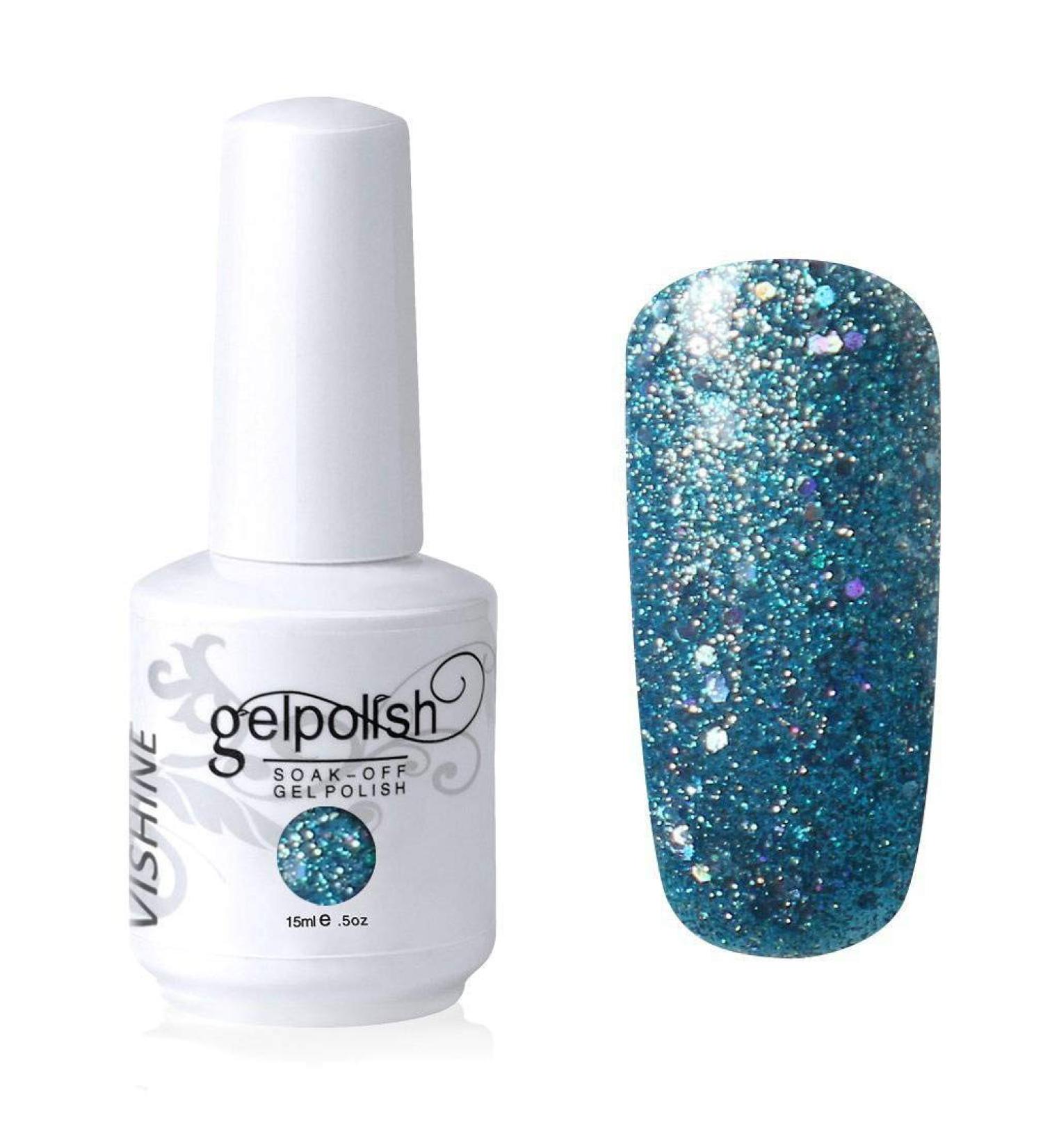 Vishine Gel Polish Nail Art Soak-off UV LED Nail Gel Polish Diy Manicure Glitter Darkturquoise #601 - Buy Online on GoSupps.com