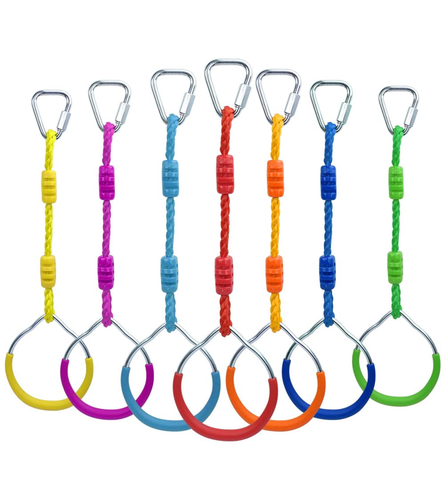 7PCS Colorful Ninja Rings Kit for Kids & Adults - Playground Gymnastic Ring Fitness Set - American Ninja Warrior Obstacle Course Accessories - Buy Online on GoSupps.com
