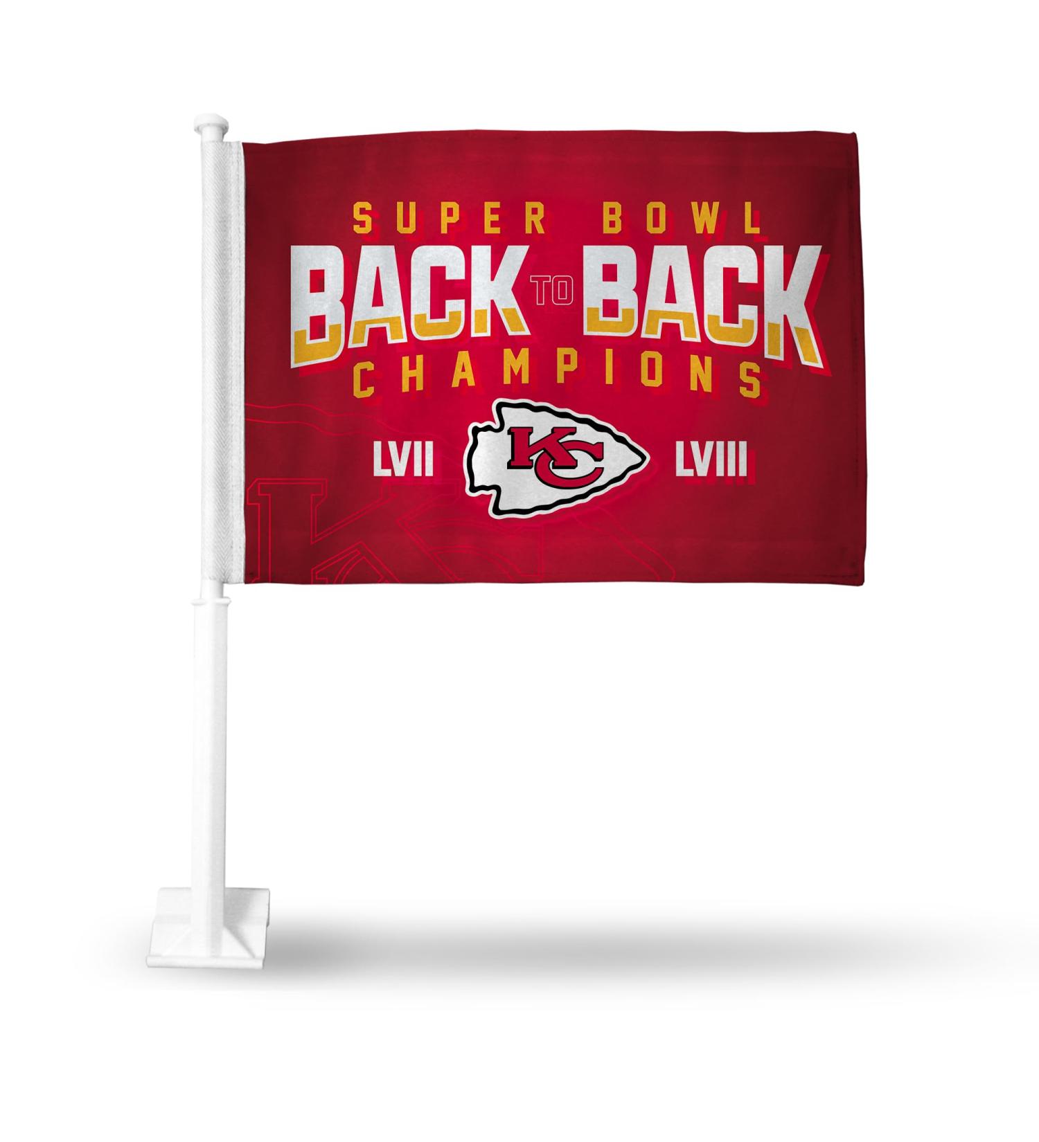Shop Kansas City Chiefs Double-Sided Car Flag - NFL Back-to-Back Champs - 40.6 x 48.3 cm | Strong Pole for Trucks & Cars - Buy Online on GoSupps.com