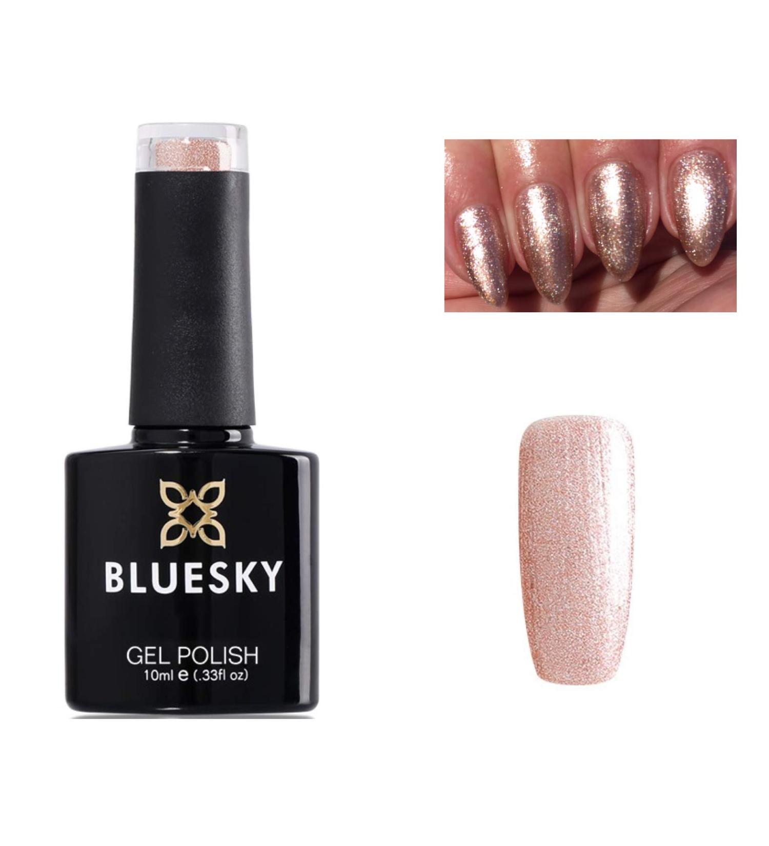 Bluesky Gel Nail Polish PINK GOLDEN SHIMMER CHIFFON TWIRL 80589 Nail UV LED Soak Off 10ml - Buy Online on GoSupps.com