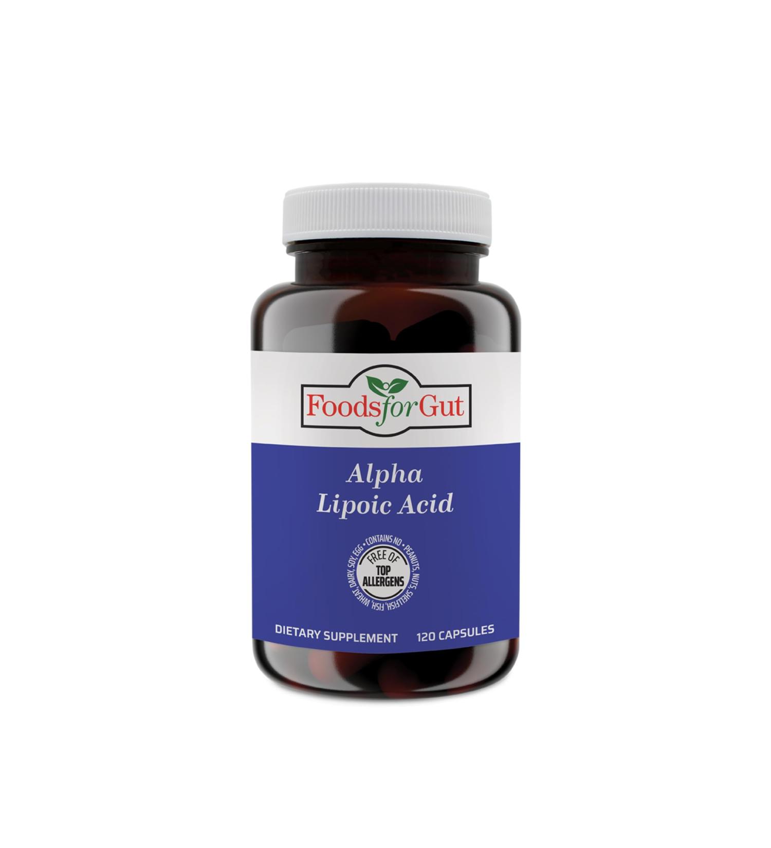 Foods For Gut Alpha Lipoic Acid | 650 mg Per Serving 120 Capsules | Vegetarian Capsules | Free of Top Allergens - Buy Online on GoSupps.com