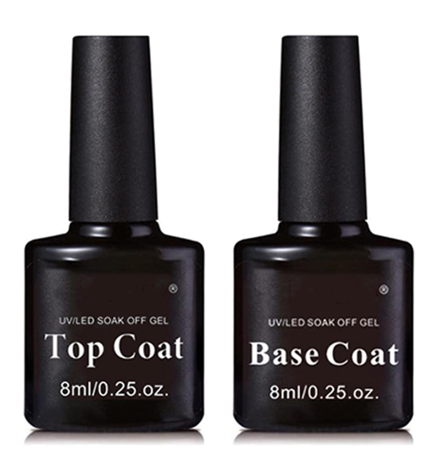 2Pcs 8ml No Wipe Gel Top Coat and Base Coat Kit for Long Lasting Nail Art - Quick Dry Clear Shine Gloss - Home Use - Buy Online on GoSupps.com