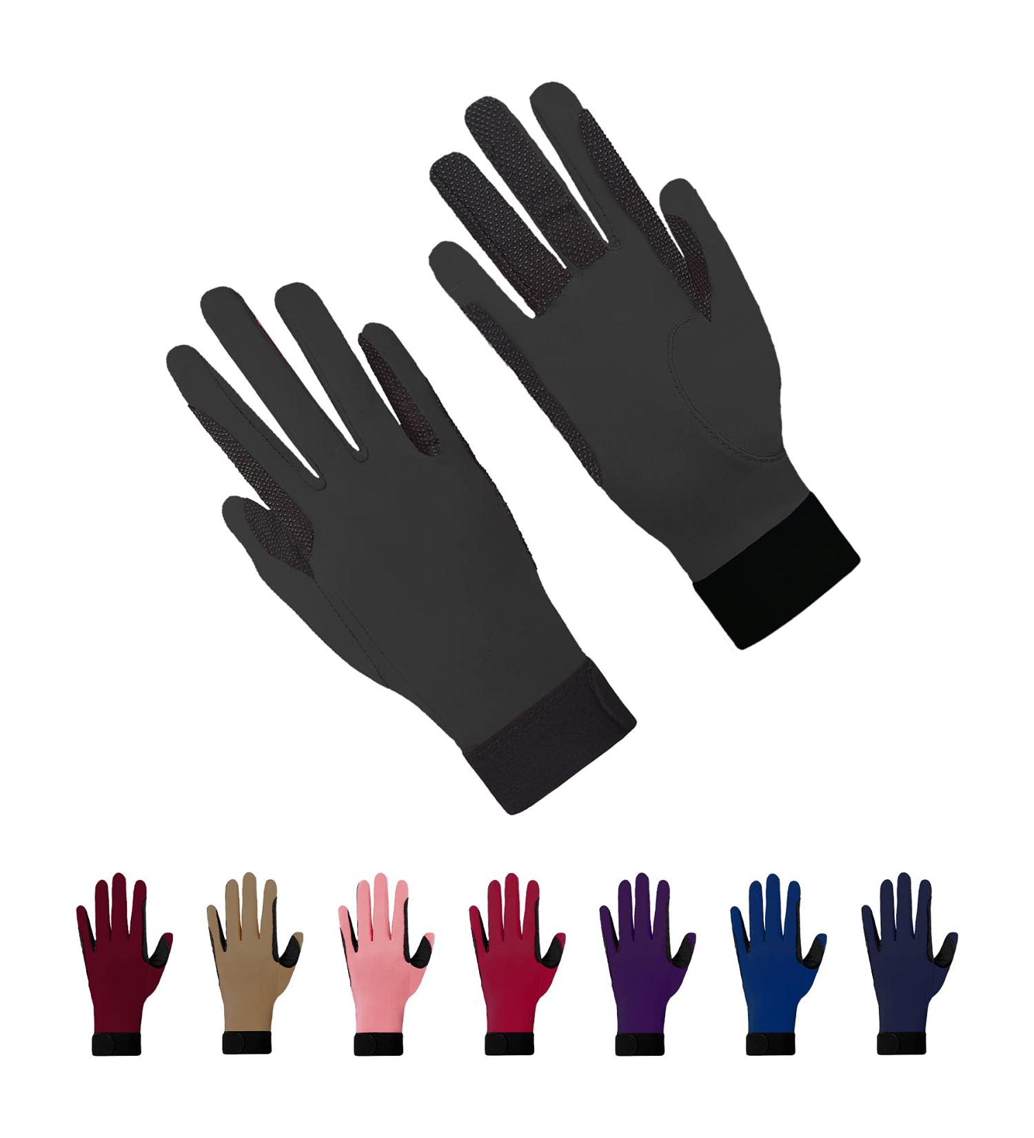Amoy Stretch Horse Riding Gloves for Women - Breathable Black Mittens, Size Medium - Buy Online on GoSupps.com