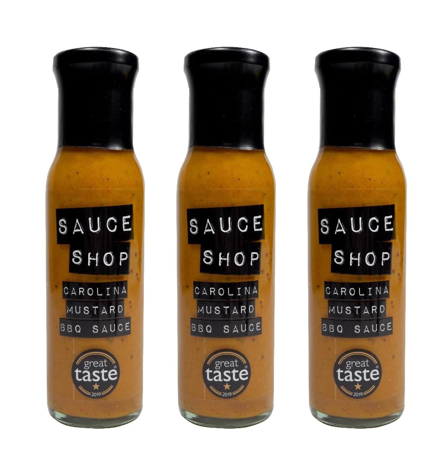 Sauce Shop - Carolina Mustard BBQ Sauce Pack of 3 - Natural Ingredients. Vegan-Friendly - 3x 255g jars