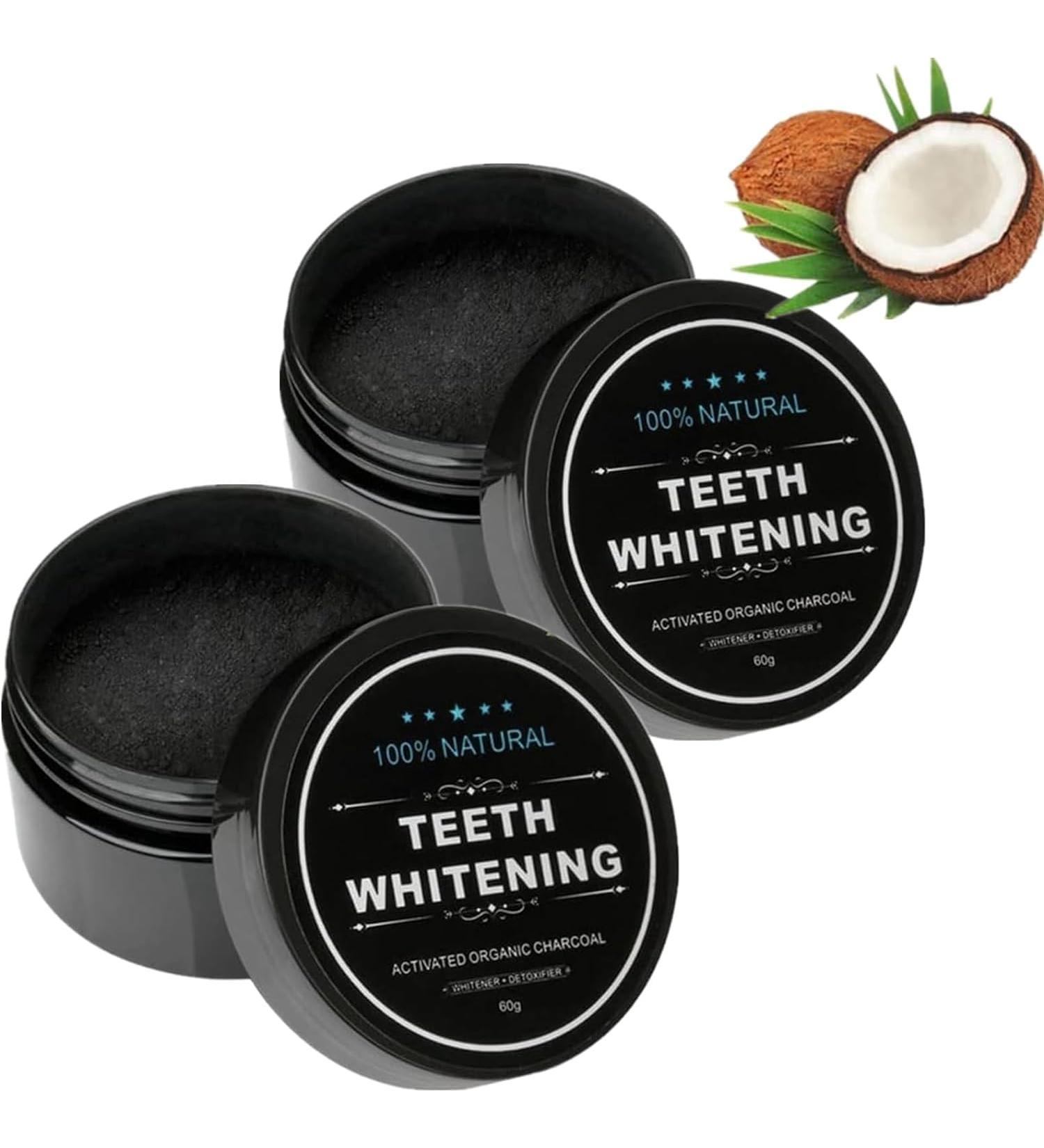 Natural Charcoal Teeth Whitening Powder - Activated Carbon Tooth Cleaning for Bright White Teeth | Refreshing Breath (2PC) - Buy Online on GoSupps.com