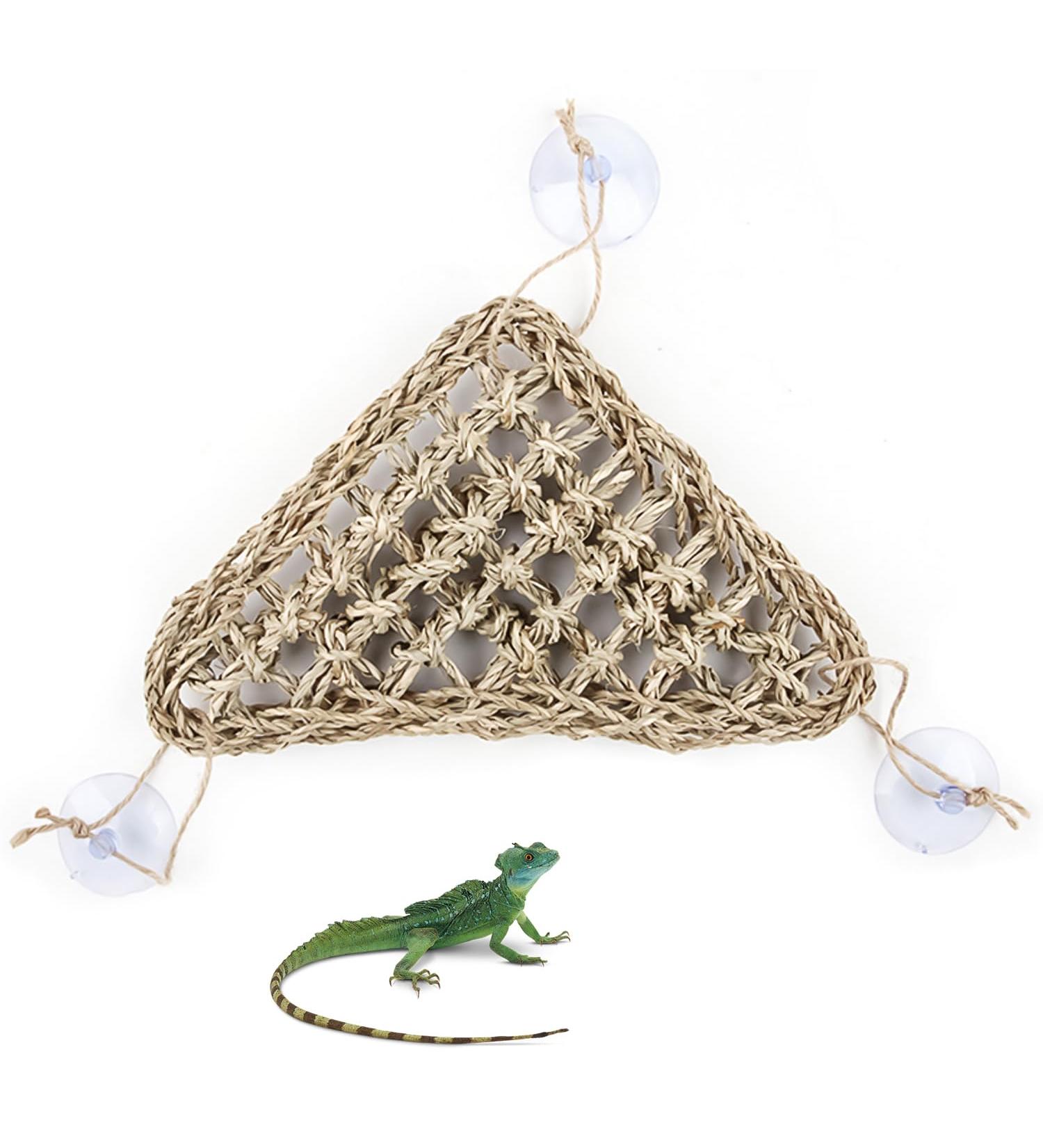 MEISH Reptile Hammock Bearded Dragon Hammock Reptile Lounger Seagrass Hammock with Sucker for Chameleon Lizards Gecko - Buy Online on GoSupps.com