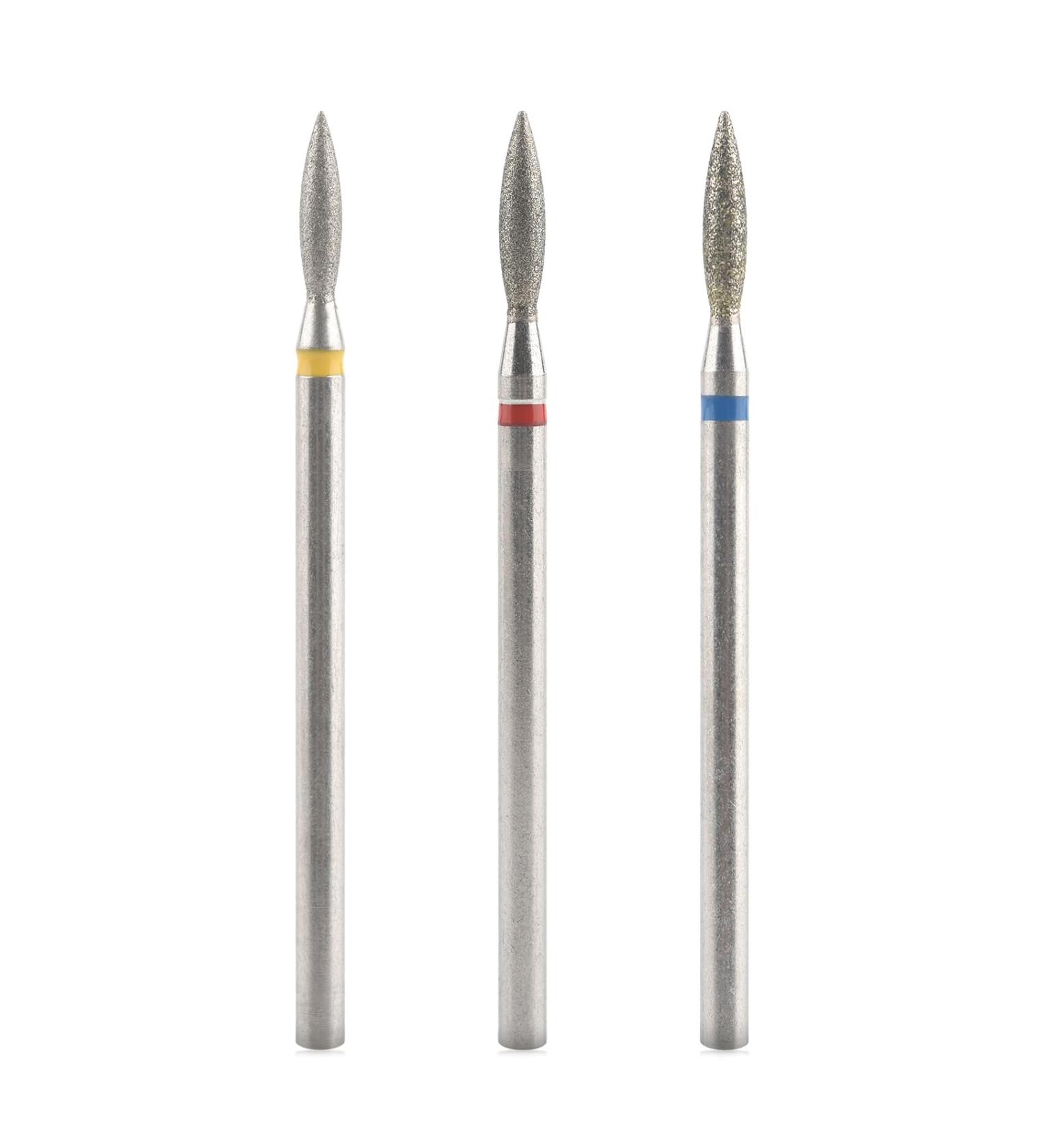 KADS 3Pcs Diamond Cuticle Nail Drill Bits Nail Cuticle Remove Drill Bits Set 3/32'' for Electric Machine Nail File Gel Polishing Head (3 Pcs Tungsten Stell Flame Shape Bits) - Buy Online on GoSupps.com