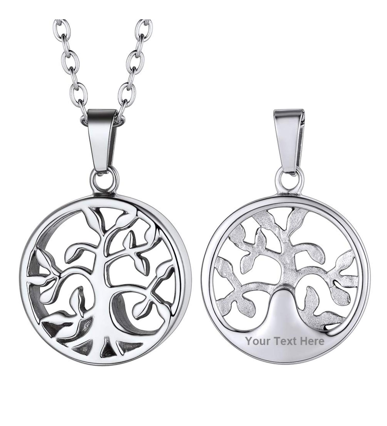 Personalized Prosteel Urn Chain Necklace - Silver Memorial Ash Pendant with 55cm/50cm Stainless Steel Chain - 18K Gilded Life Tree Maria & Cross Designs - Buy Online on GoSupps.com