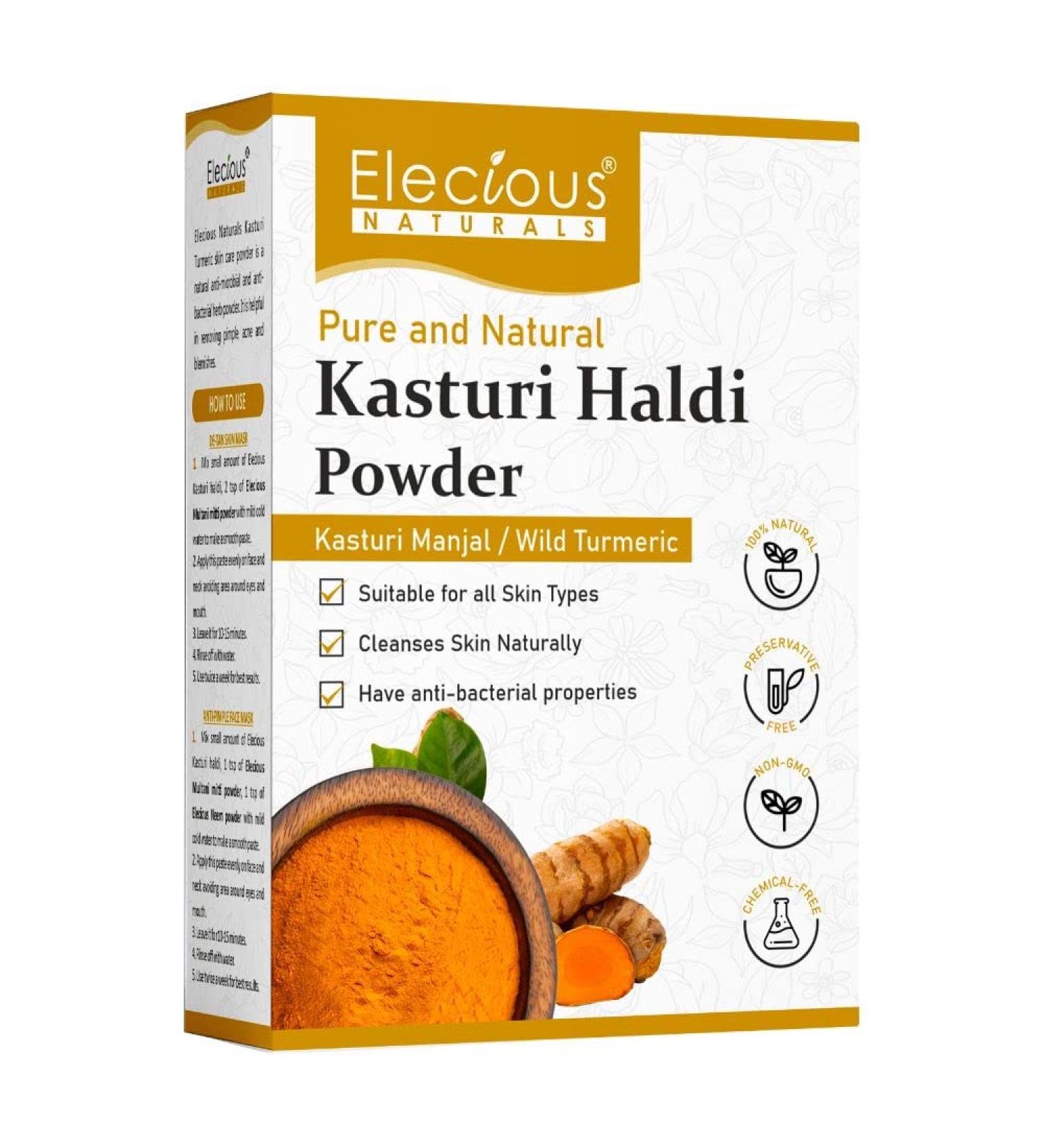 Kasturi Haldi Powder for Glowing Skin | 100% Natural Wild Turmeric for All Skin Types | Chemical-Free Manjal 3.5 Ounce - Buy Online on GoSupps.com