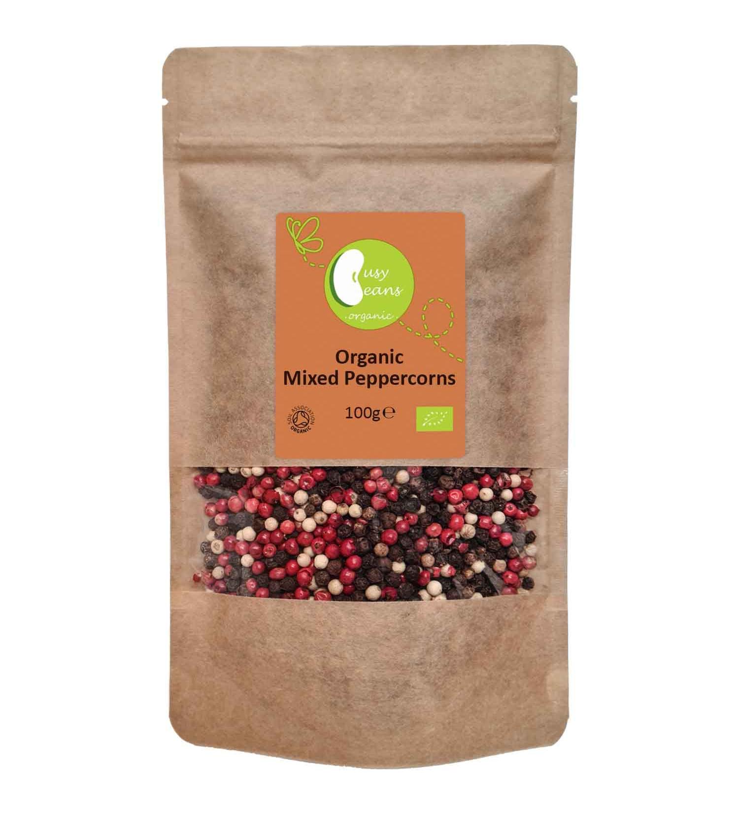 Busy Beans Organic Certified Organic Mixed Peppercorns - 100g - Buy Online on GoSupps.com