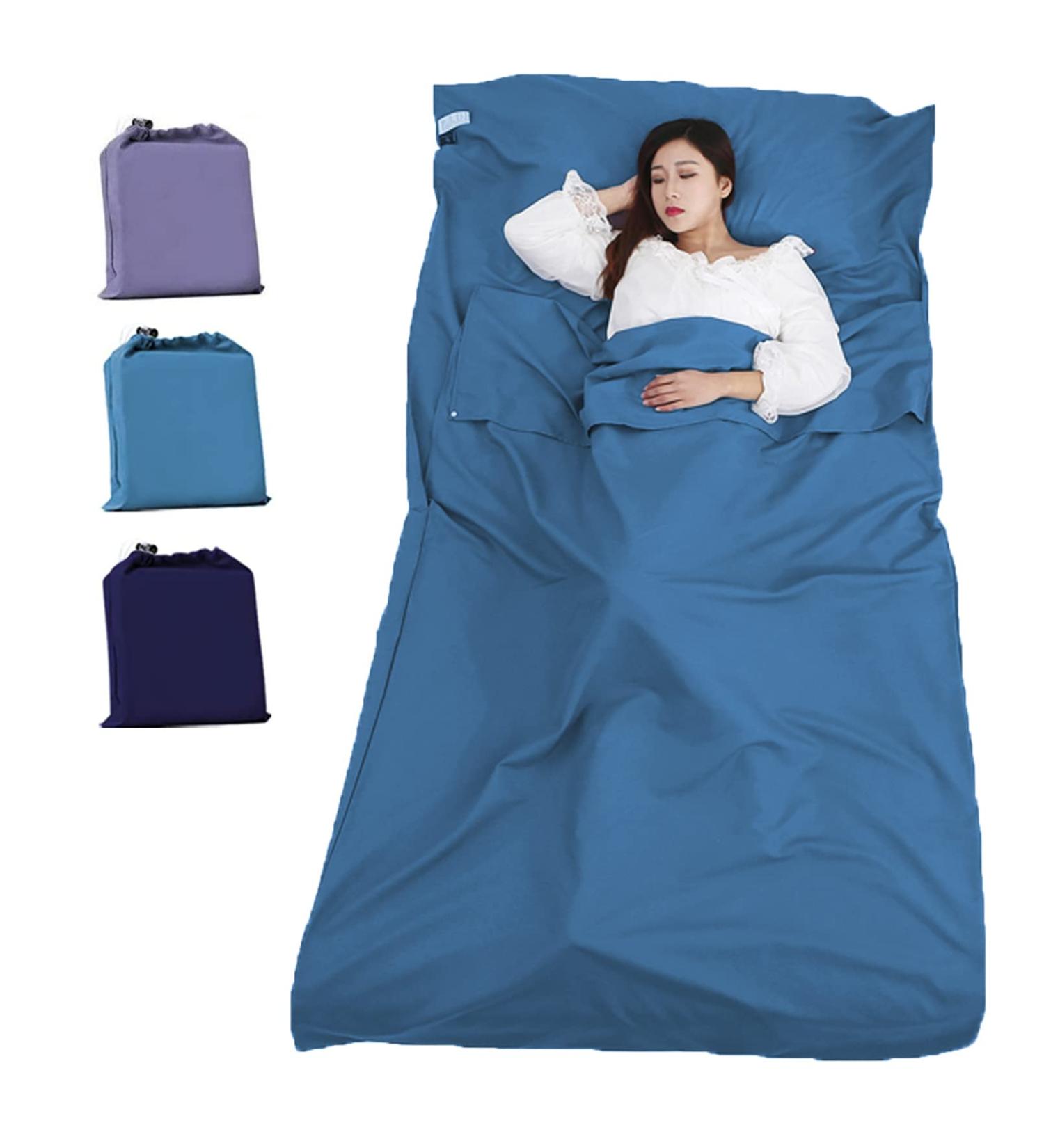 Sleeping Bag Liner Portable Travel Camping Sheets Lightweight and Compact Sleeping Sack Sheets for Adults Comfortable Liners for Traveling Hotel Camping Picnic Hostels Backpacking Blue 82.7x45'' - Buy Online on GoSupps.com