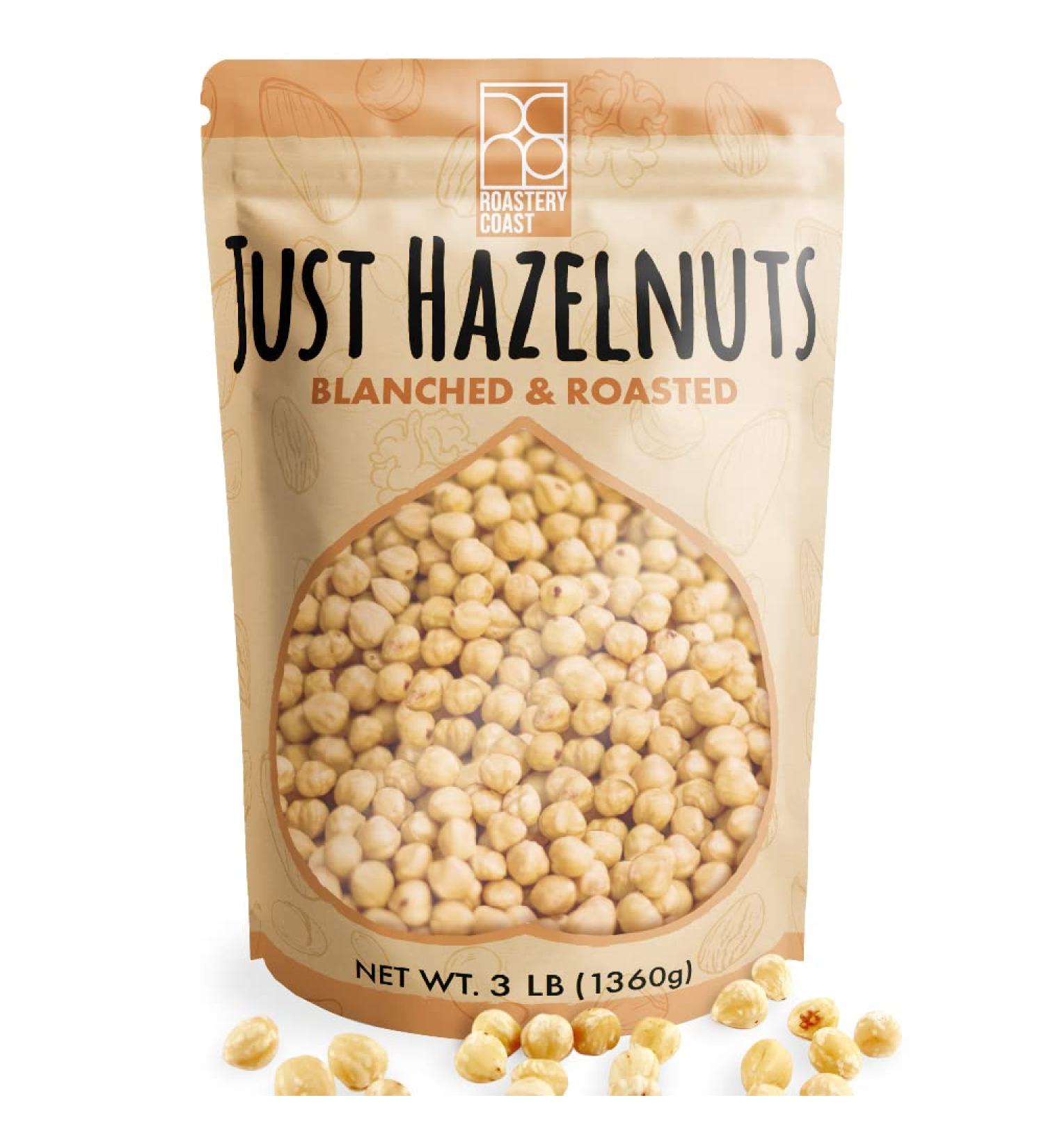 Roastery Coast Blanched Roasted Hazelnuts 3 LB | Unsalted Filberts | Kosher Certified Gluten Free Non-GMO Paleo - Buy Online on GoSupps.com
