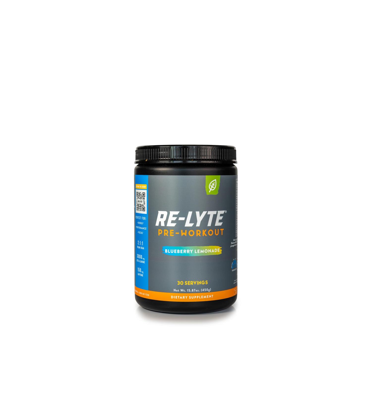 REDMOND Re-Lyte Pre-Workout Drink Mix Blueberry Lemonade 15.87oz - Buy Online on GoSupps.com