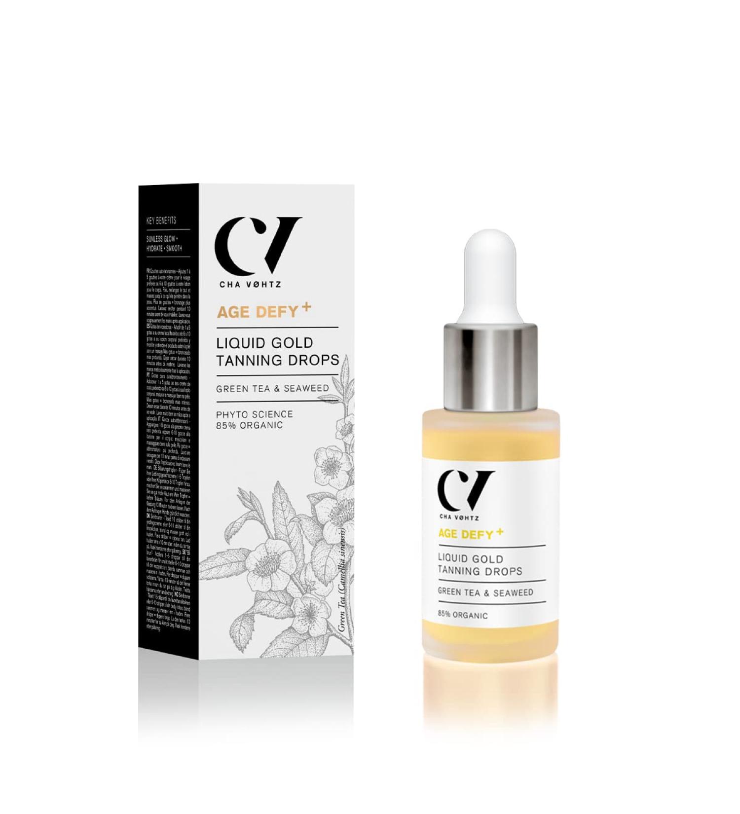 Age Defy+ Liquid Gold Brownish Drops 30ml | Anti-Aging Self-Tanner | Vegan & Paraben-Free | Adjustable Tan for Face & Body | Cha V htz - Buy Online on GoSupps.com