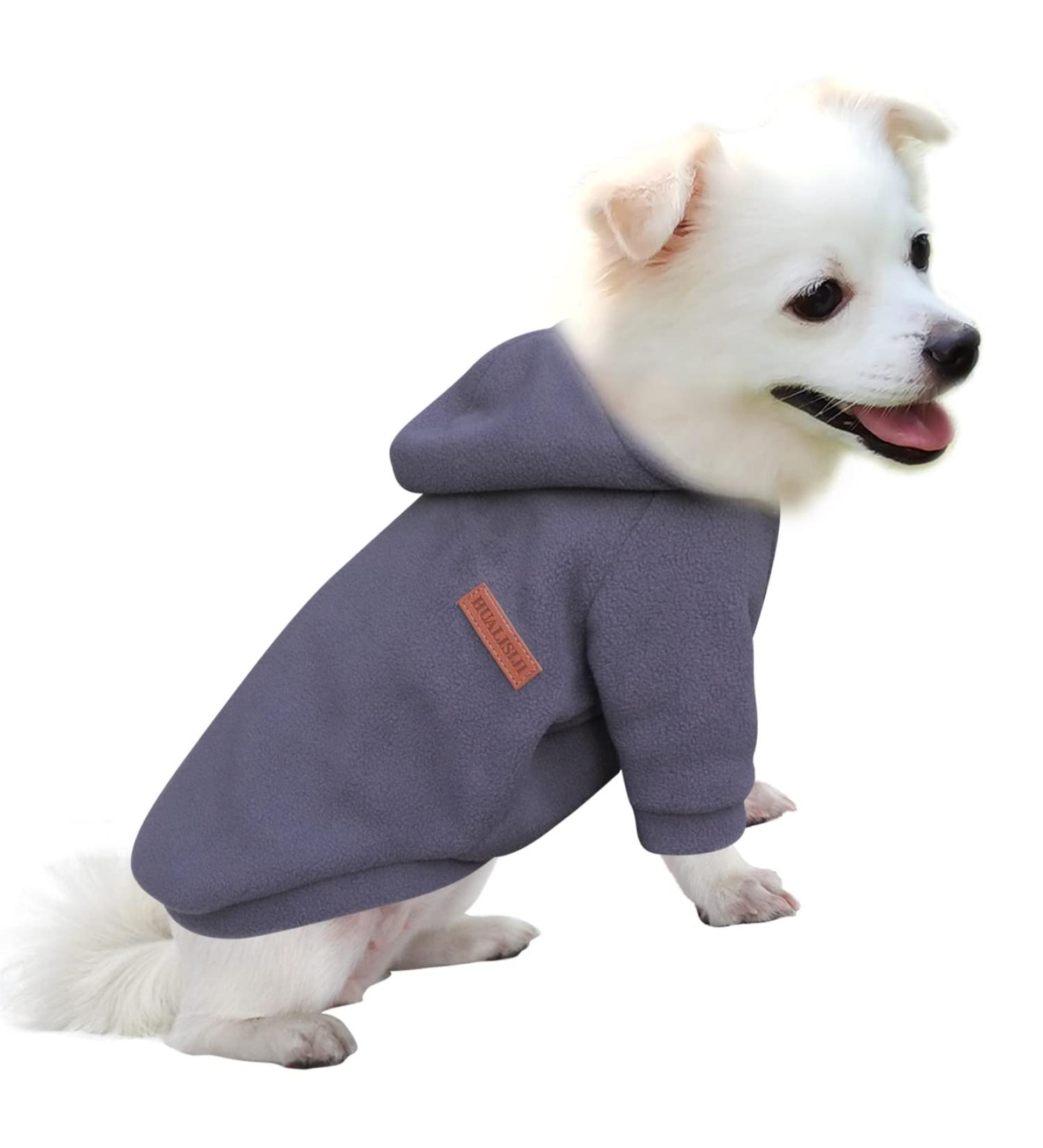 Hualisiji Hooded Sweater for Dogs | Lightweight & Warm Chihuahua Hoodie | Soft Dog Sweatshirt in Light Gray (L) - Buy Online on GoSupps.com