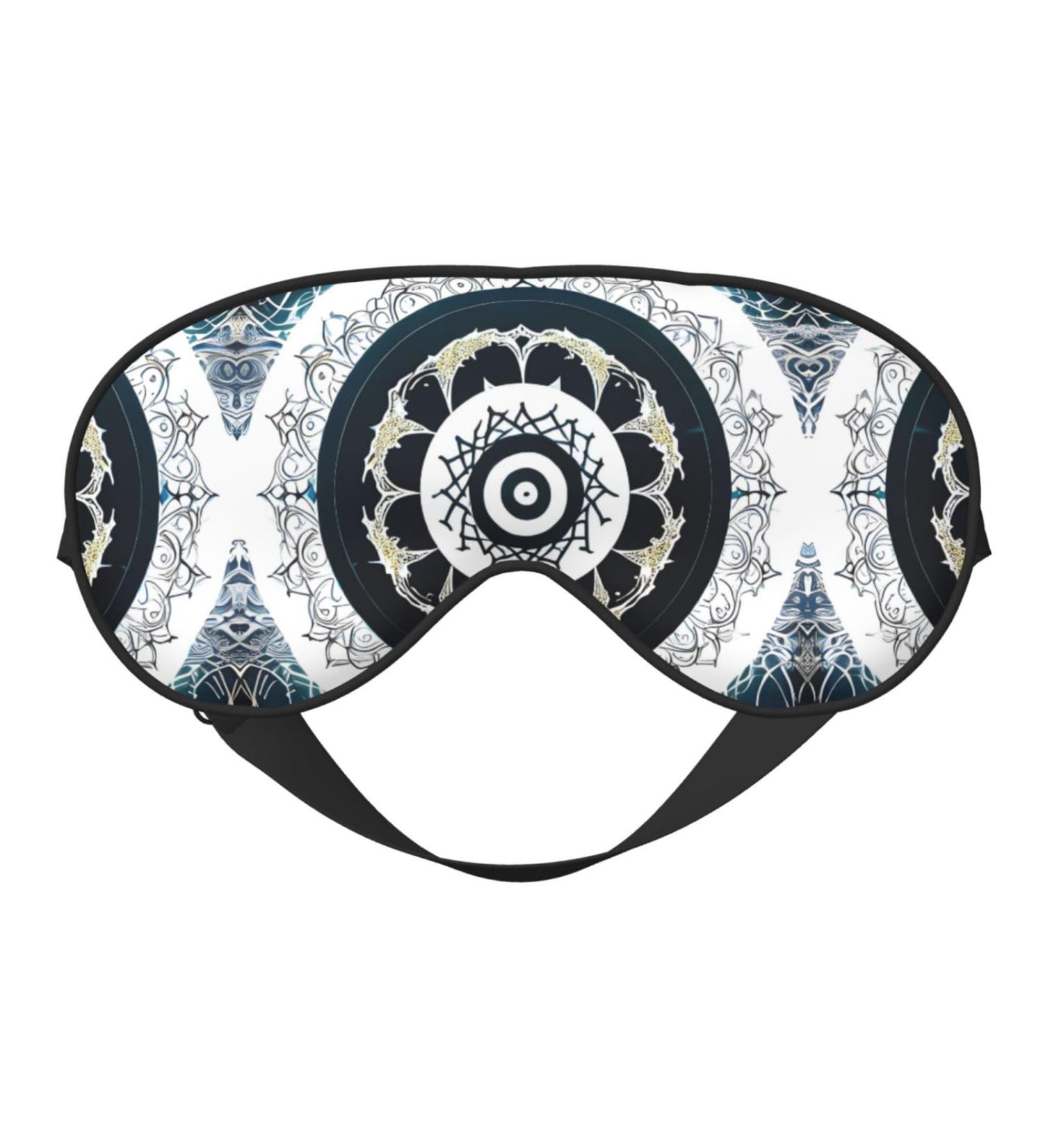 Black and White Round Totem Eye Mask - Soft Adjustable Sleep Mask for Men & Women | Nighttime Comfort - Buy Online on GoSupps.com