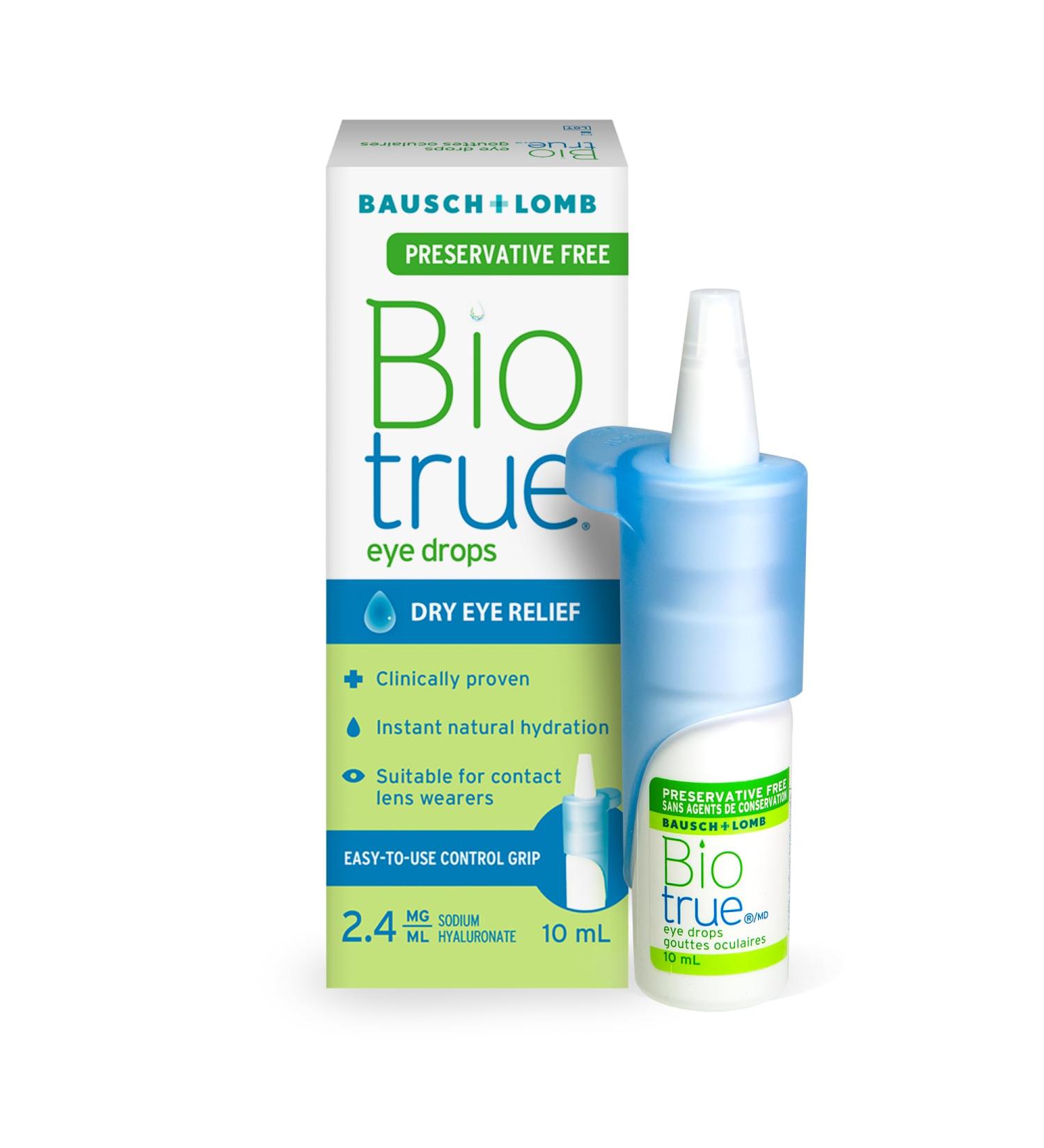 Biotrue Preservative Free Eye Drops for Dry Eyes Natural Moisturizer Hyaluronic Acid Lubricating Eye Drop for Long-Lasting Dry Eye Symptom Relief Preservative-Free MultiDose System 10mL Preservative Free 10 mL - Buy Online on GoSupps.com