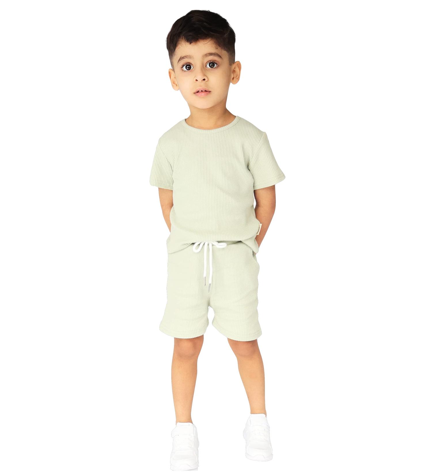 DreamBuy Ribbed Pyjama Set | Unisex Baby & Kids Loungewear | Sage Summer | 6-12 Months - Buy Online on GoSupps.com