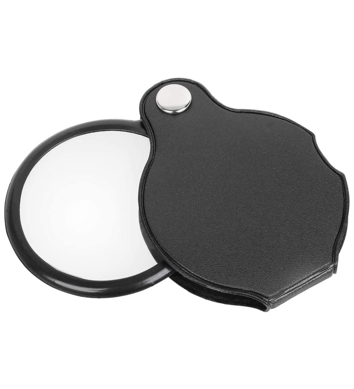 Laiaouay Folding Fold Away Pocket Magnifying Glass Magnifier Lens 3X Magnification Folding Leather Case Magnifying Glass Black - Buy Online on GoSupps.com