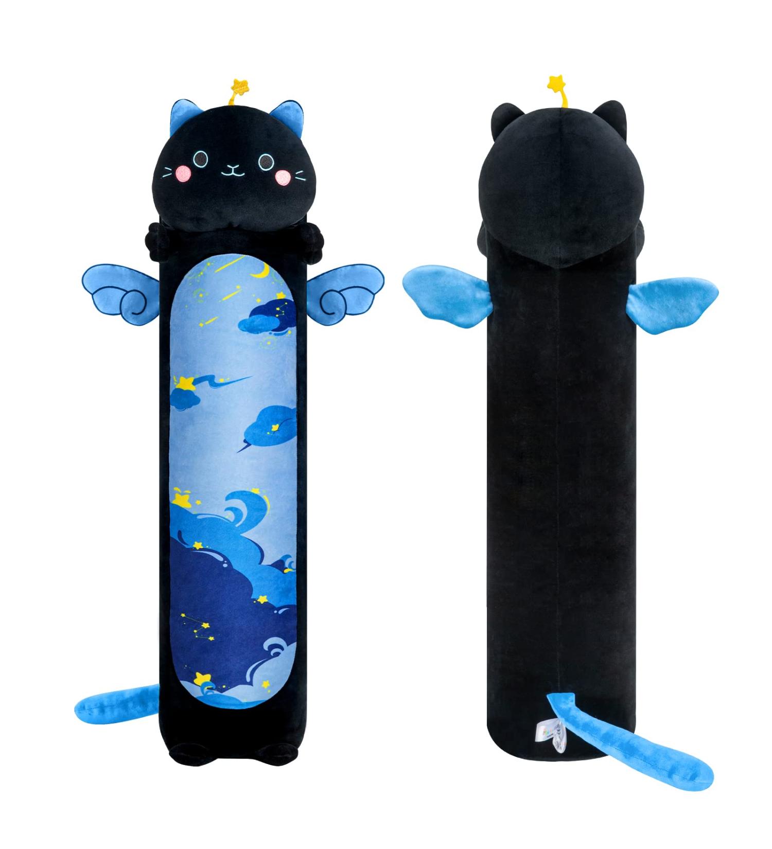 Mewaii 36in Long Cat Plush Pillow - Soft Stuffed Animal Toy for Kids (Black) - Blue Star Cat Design - Buy Online on GoSupps.com