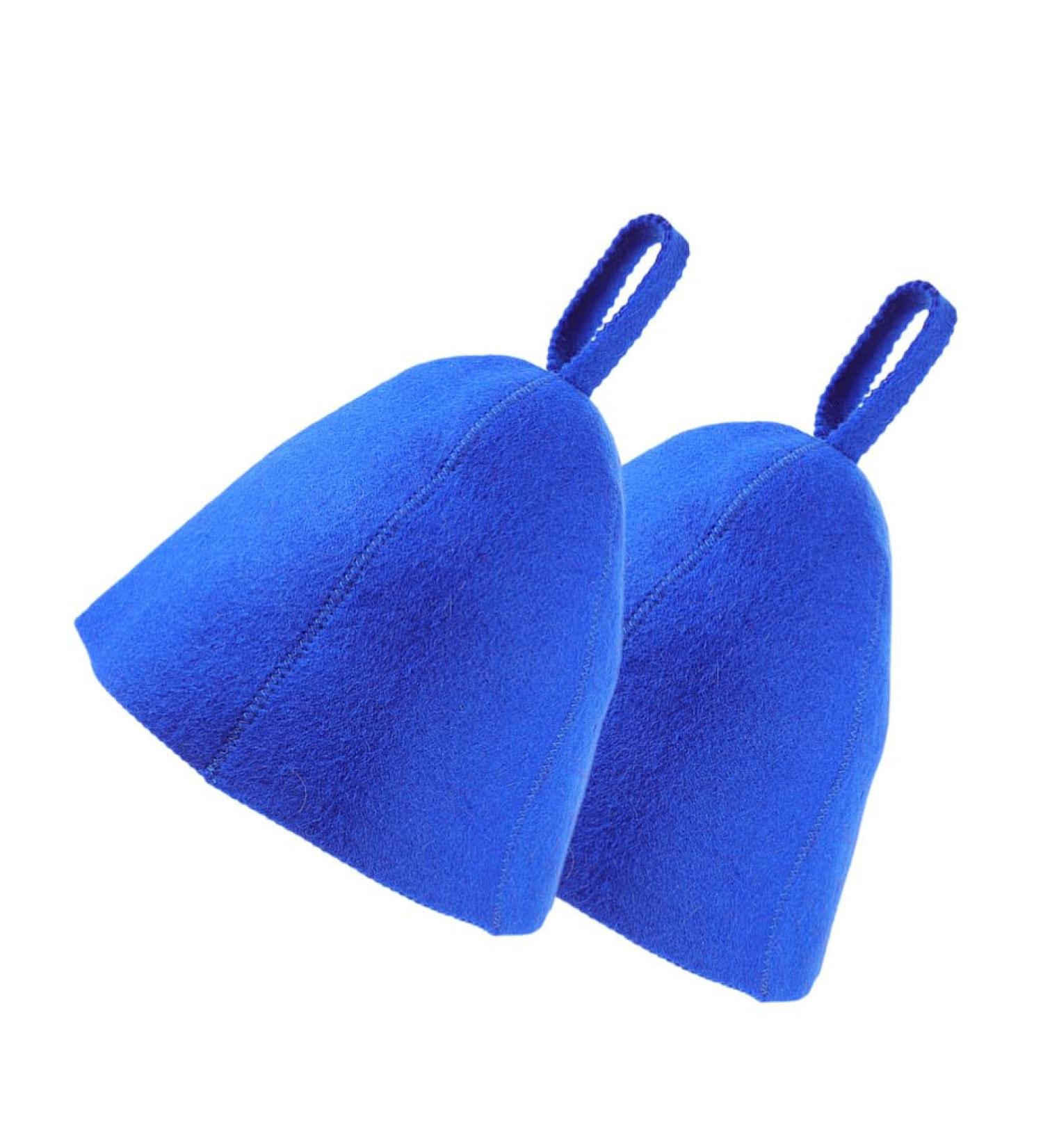 Yardwe 2-Piece Wool Felt Sauna Hat Set for Men & Women - Blue Water-Absorbing Shower Cap for Hair Protection - Buy Online on GoSupps.com