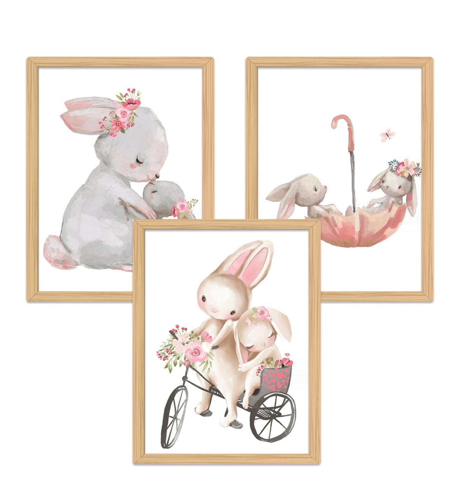 Zamety Set of 3 Baby Room Animal Posters - Nursery Decoration for Boys | Children's Room Wall Art - Kids Poster Print for Baby Room Decor - Buy Online on GoSupps.com