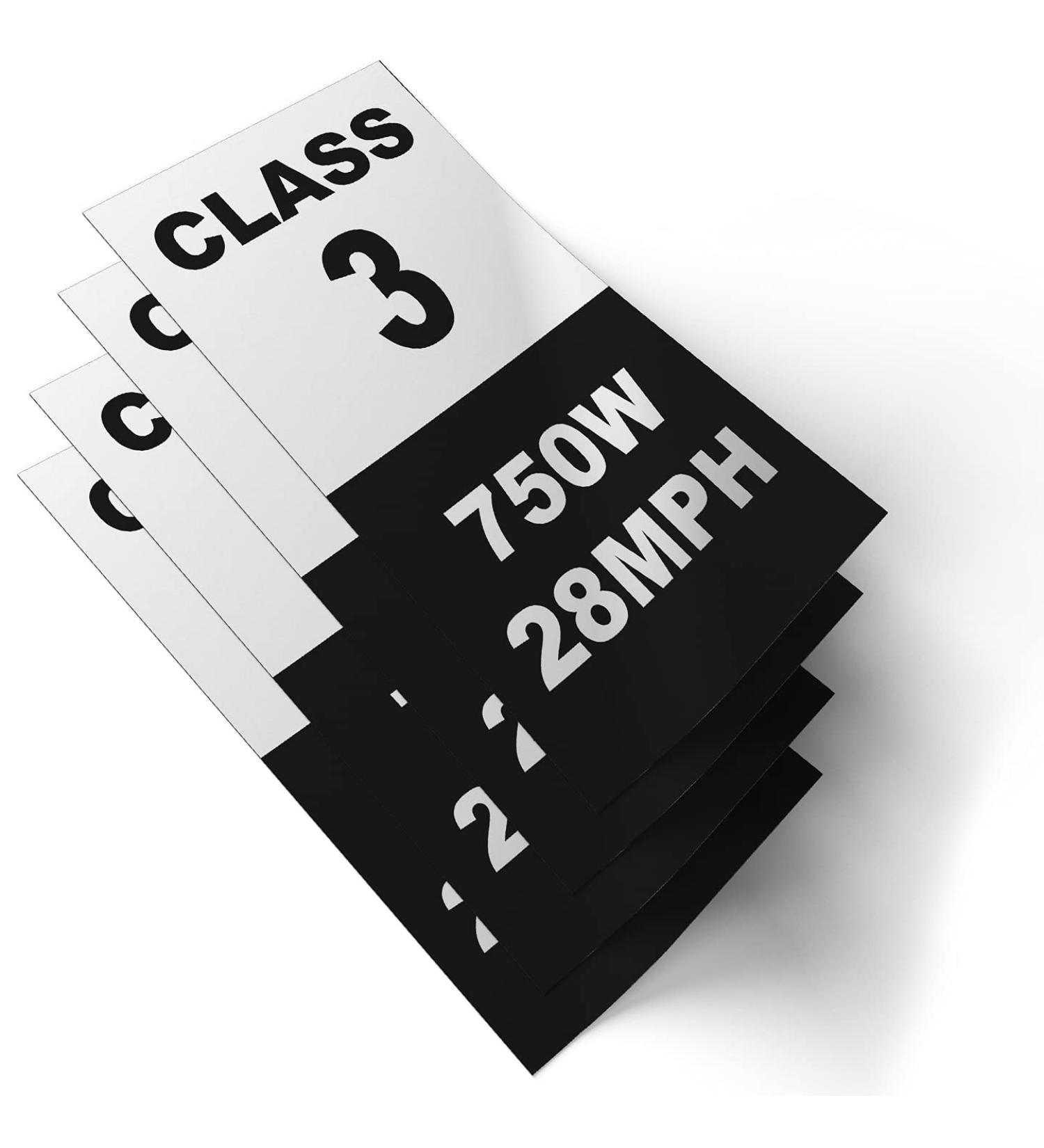 Class 3 Electric Bicycle Frame ID Stickers - 750W 28MPH Weatherproof Vinyl Decals Set - e-Bike Number Signs - 4 Removable Stickers - Buy Online on GoSupps.com