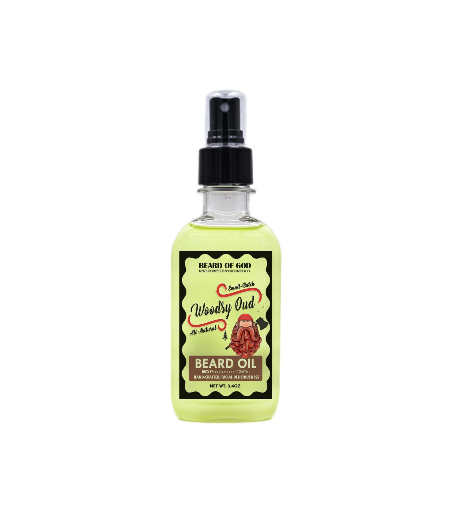Woodsy Oud - Large 3.4 oz. Nourishing Beard Oil Pure Organic & Handcrafted in USA by Beard of God